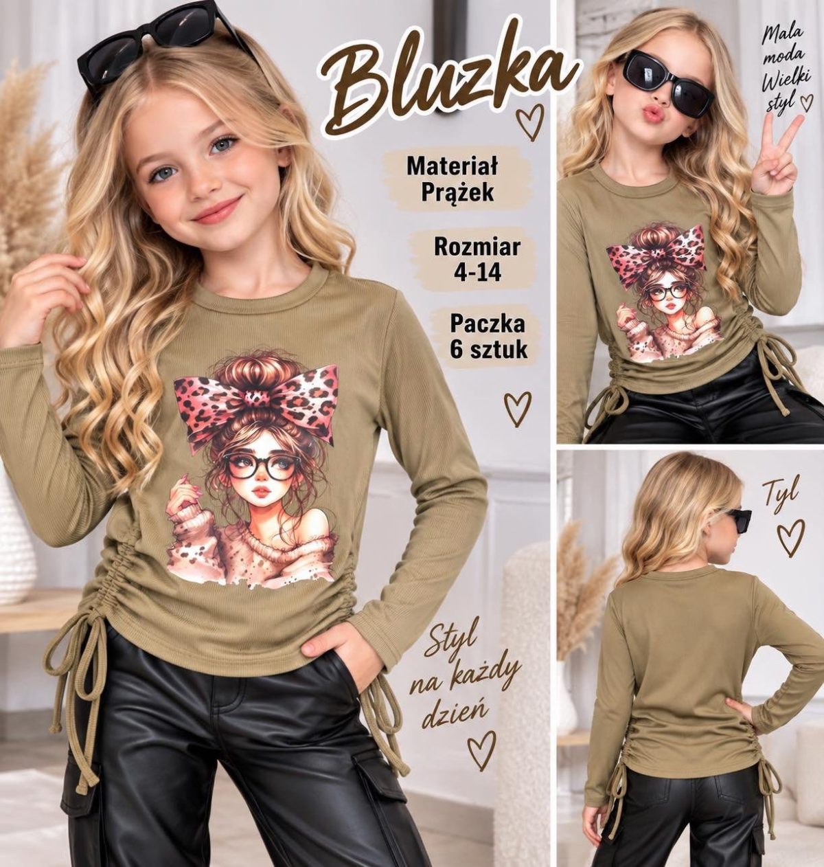 Bluzka DZIECIĘCA size 4-14 lat_ paczka 6szt _1 kolor 2904671