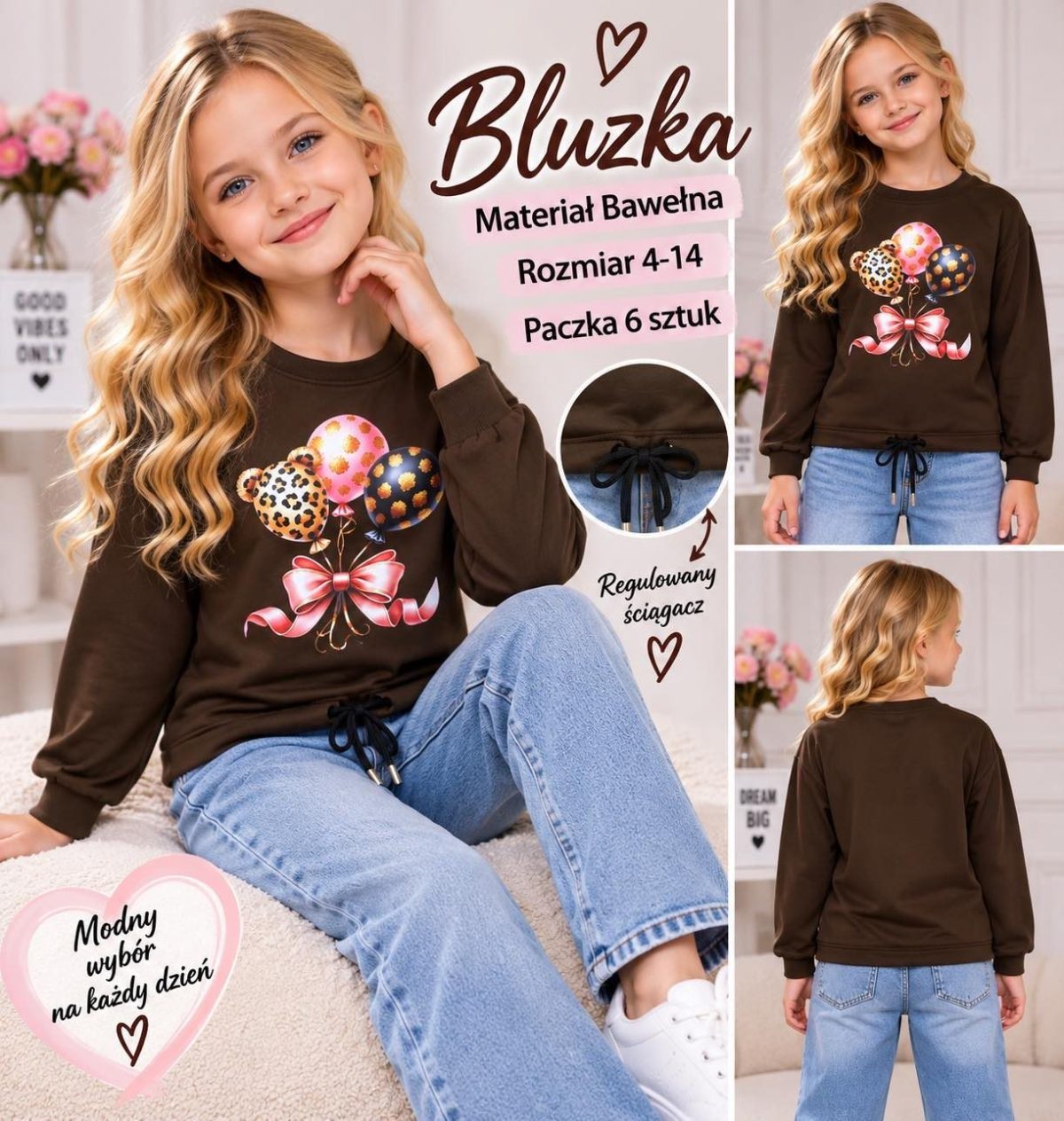 Bluzka DZIECIĘCA size 4-14 lat_ paczka 6szt _1 kolor 2904674