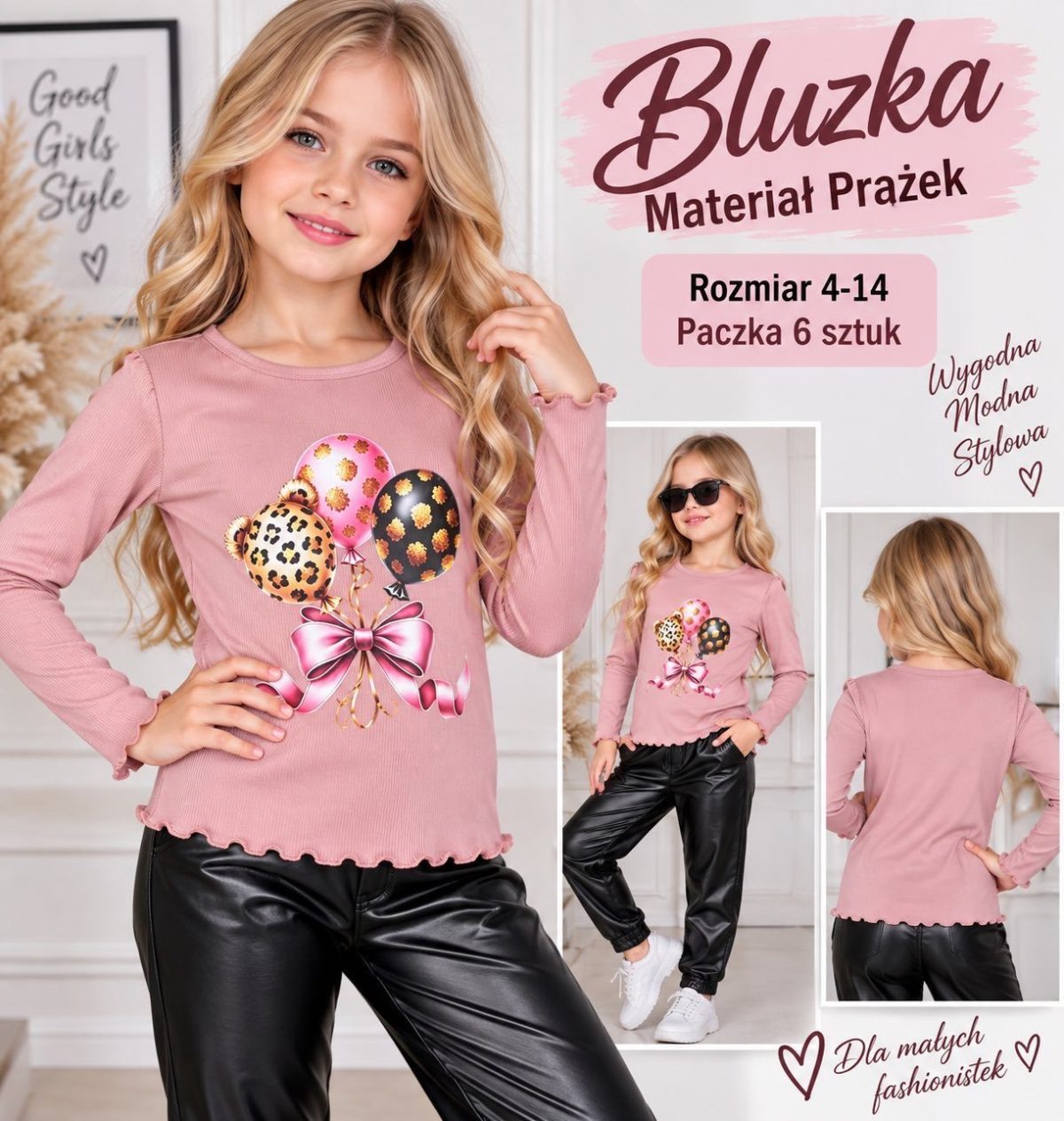 Bluzka DZIECIĘCA size 4-14 lat_ paczka 6szt _1 kolor 2898383