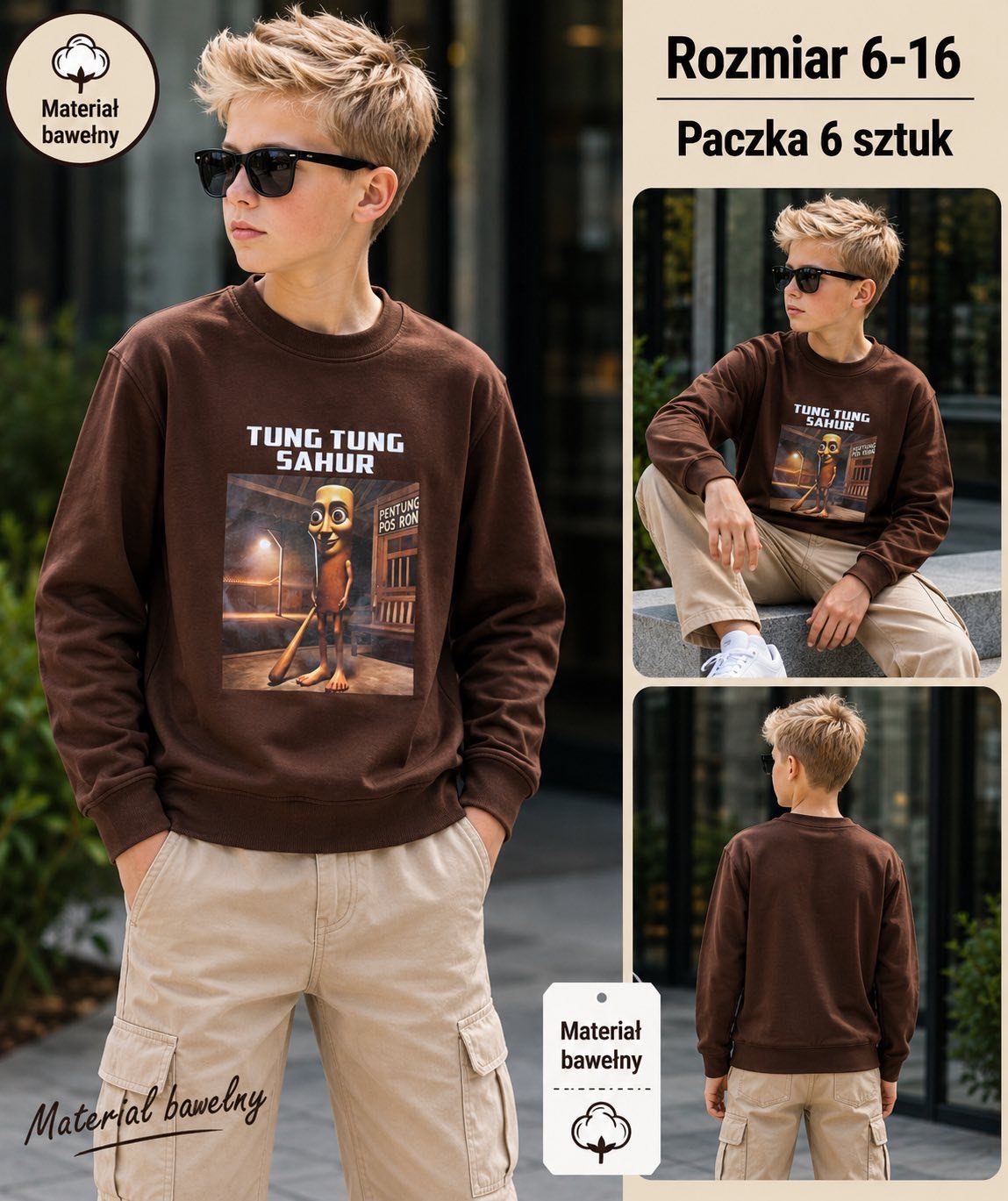 Bluza DZIECIĘCA size 6-16 lat_ paczka 6szt _1 kolor 2898390