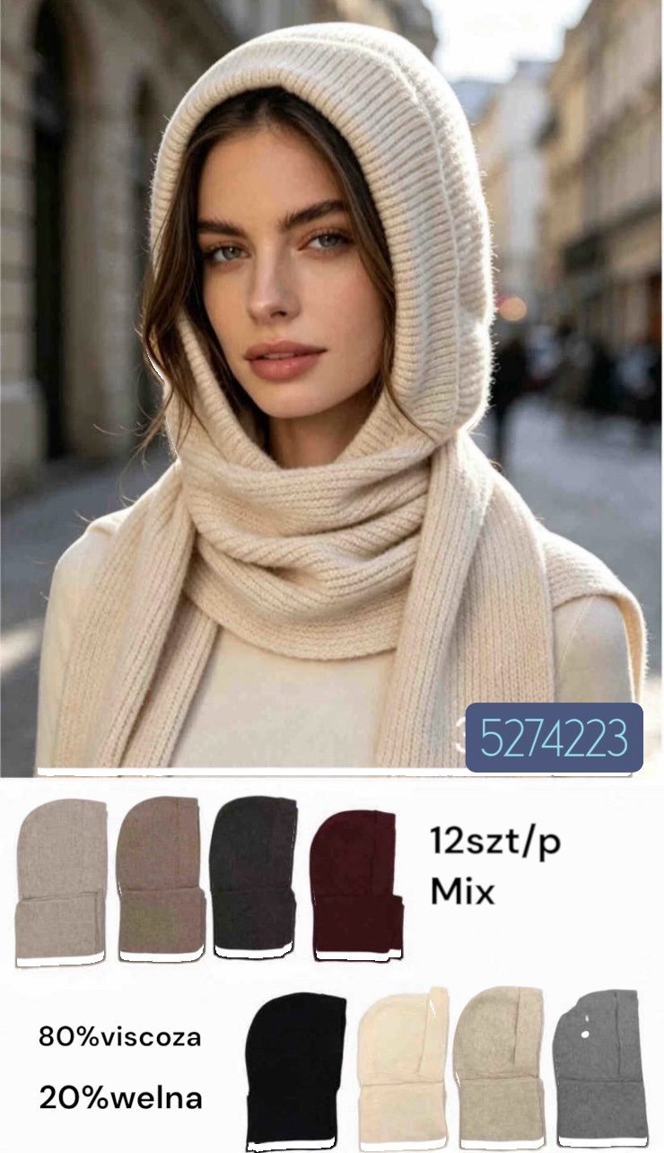 Czapki Damskie_ paczka 12szt _mix kolor 2898503