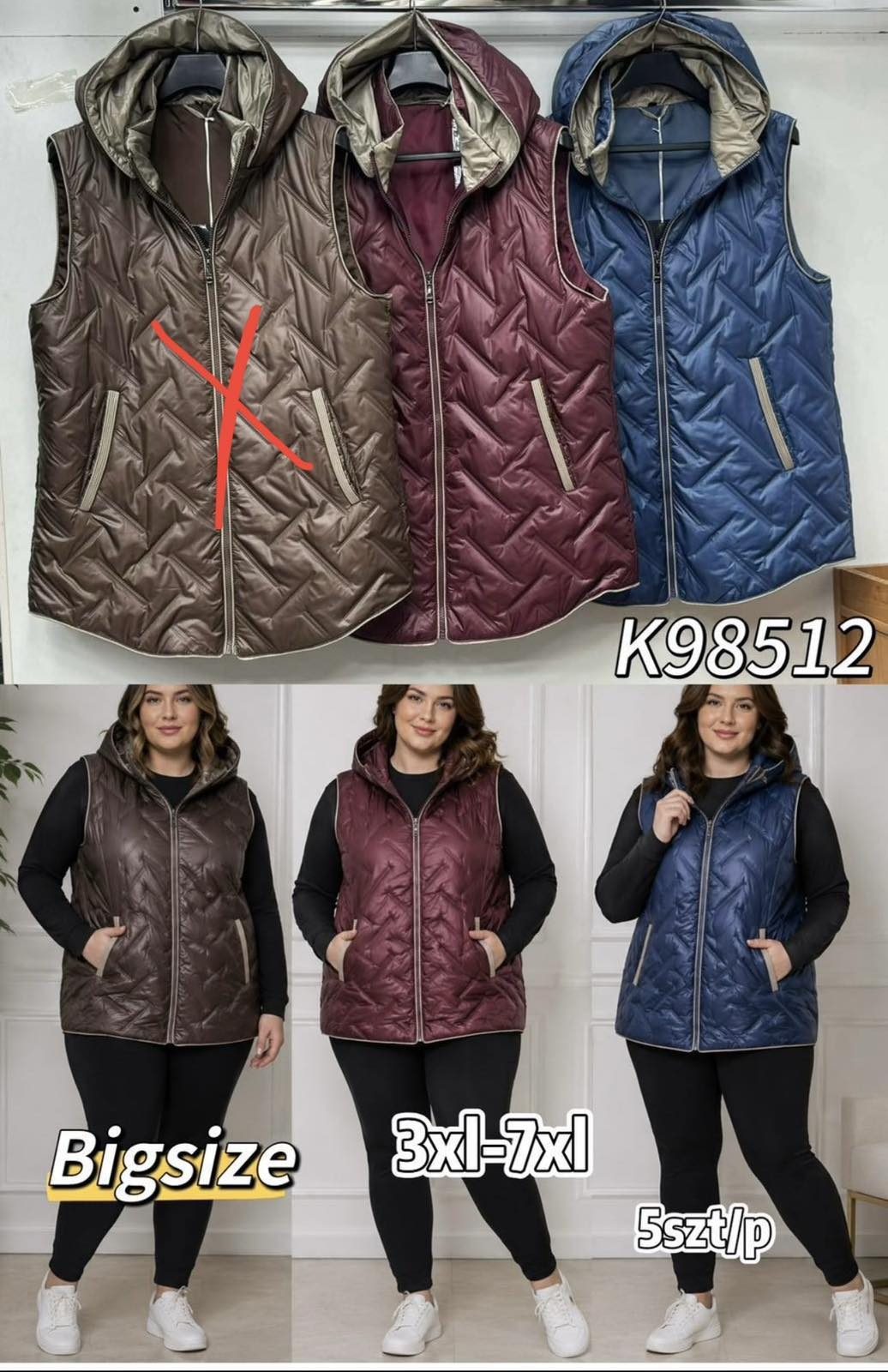 Kamizelki Damskie Size 3xl-7xl_ paczka 5szt_1kolor 2898563