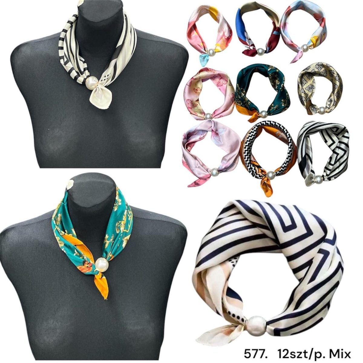 Szaliki Damskie_ paczka 12 szt _mix kolor 2898672