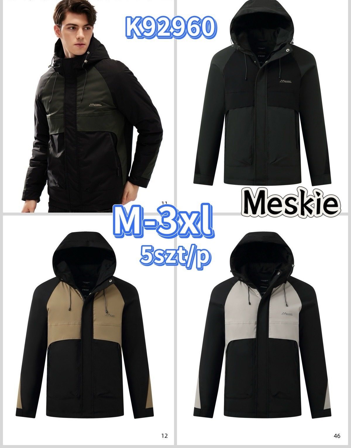 Kurtki MĘSKA_ Size m-3xl_ paczka 5szt_1kolor 6124492