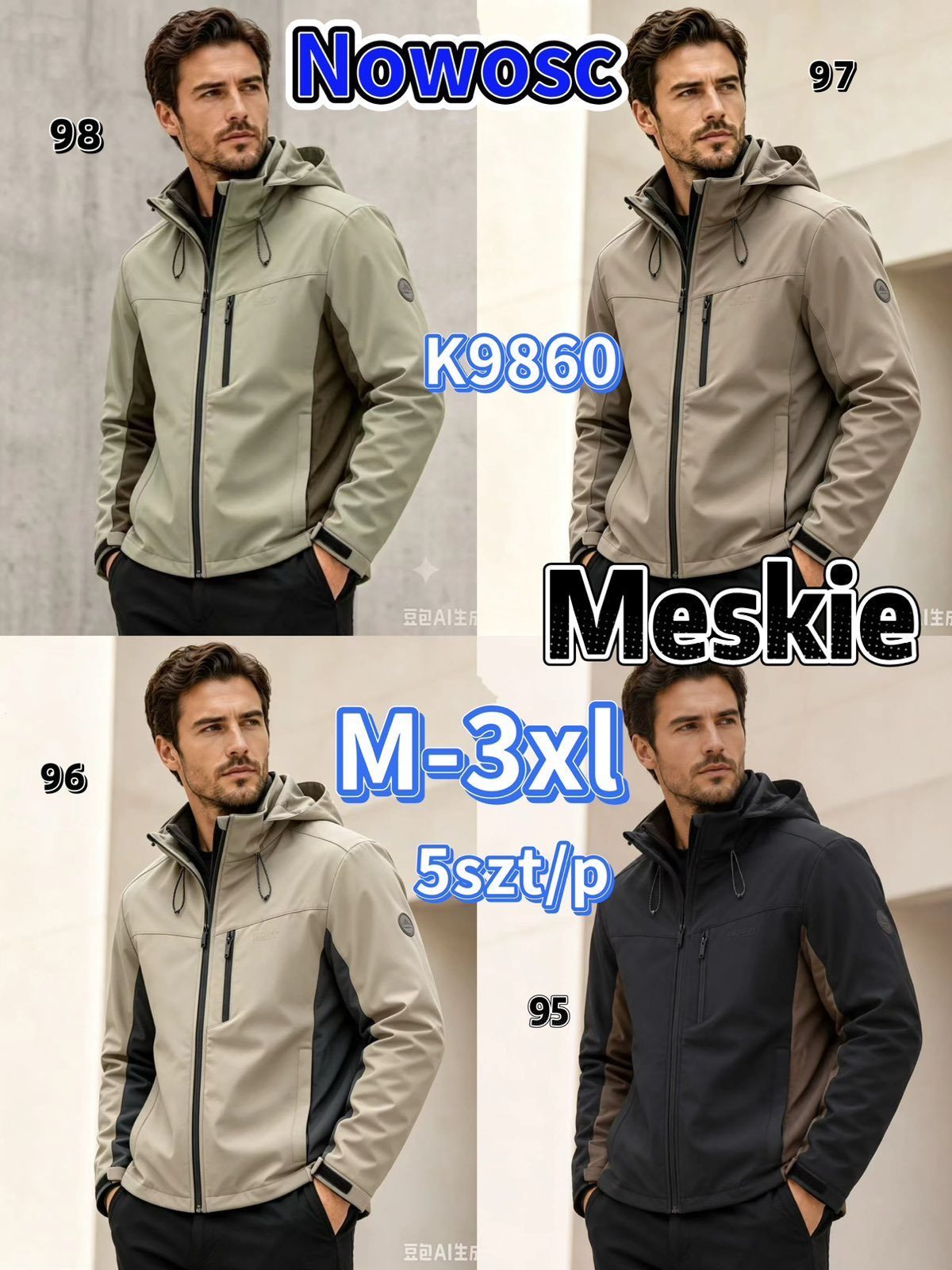 Kurtki MĘSKA_ Size m-3xl_ paczka 5szt_1kolor 6124524