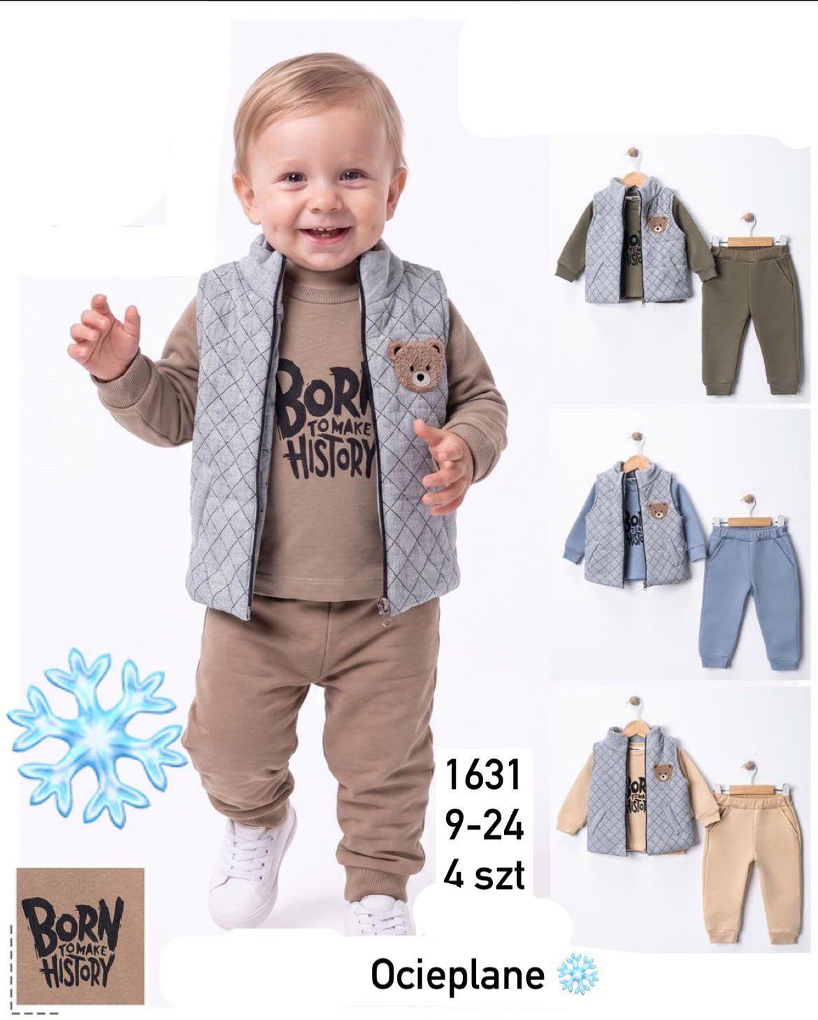 Komplety DZIECIĘCA size 9-24 m_ paczka 4szt _1 kolor 1751720