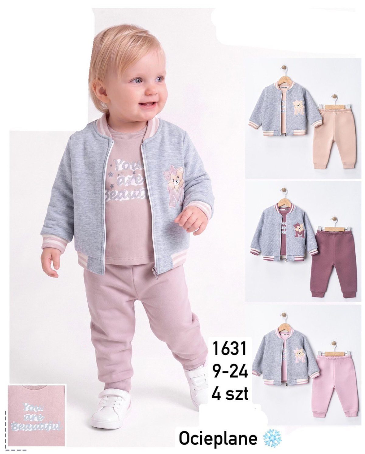 Komplety DZIECIĘCA size 9-24 m_ paczka 4szt _1 kolor 1751722