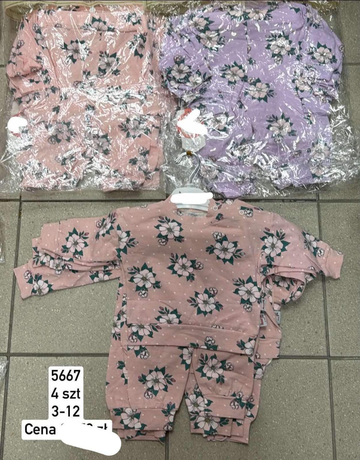 Komplety DZIECIĘCA size 3-12 m_ paczka 4szt _1 kolor 1751733