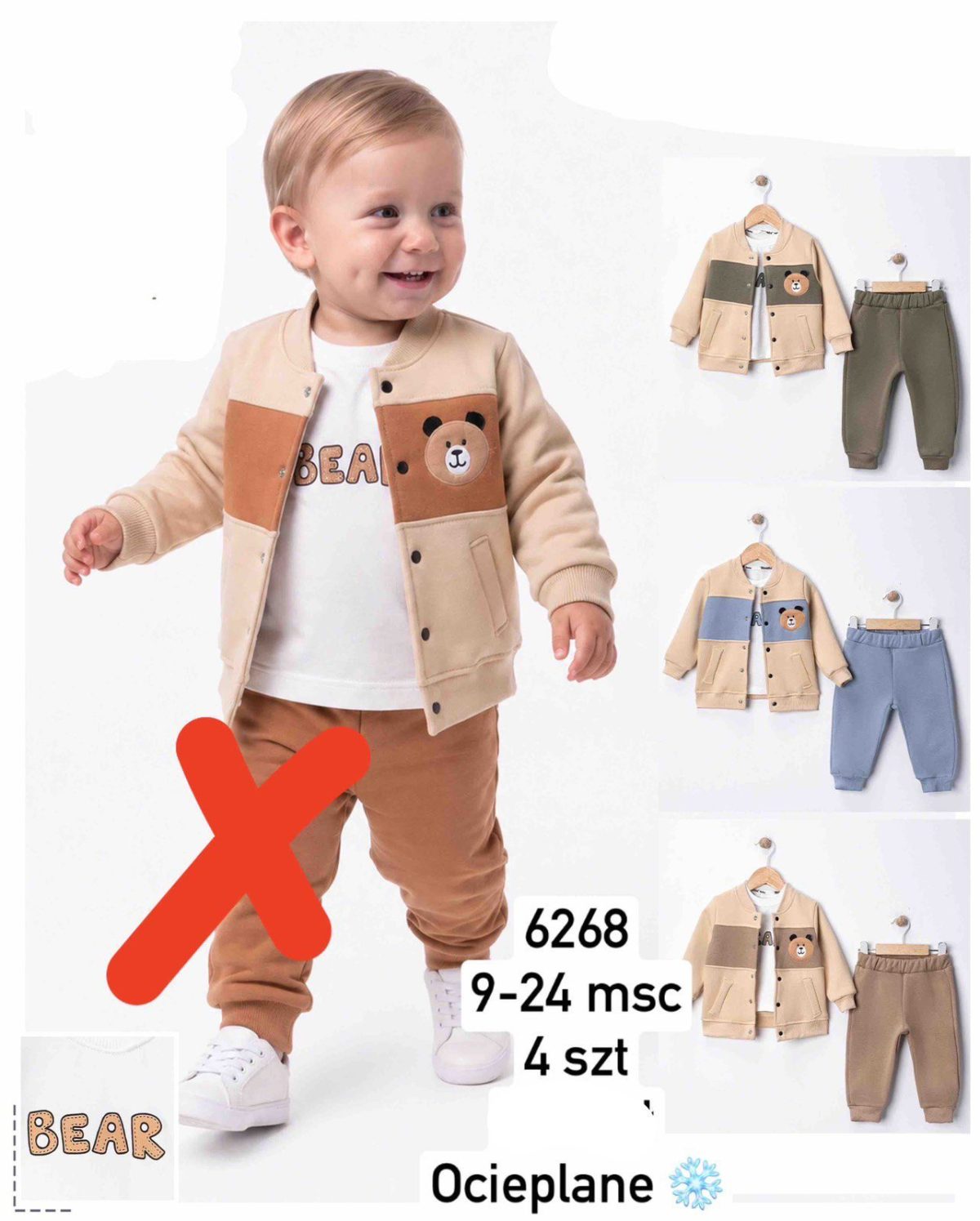 Komplety DZIECIĘCA size 9-24 m_ paczka 4szt _1 kolor 1751983