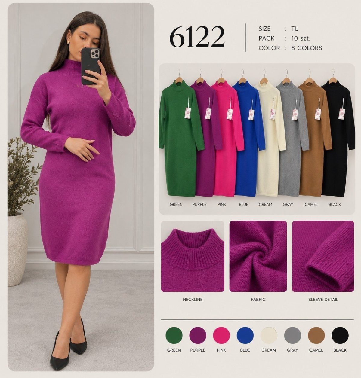 Sukienki Damskie_ size uni_ paczka 10szt mix kolor 8036058