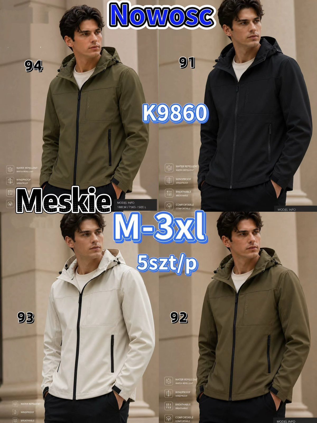Kurtki MĘSKA_ Size m-3xl_ paczka 5szt_1kolor 8605655