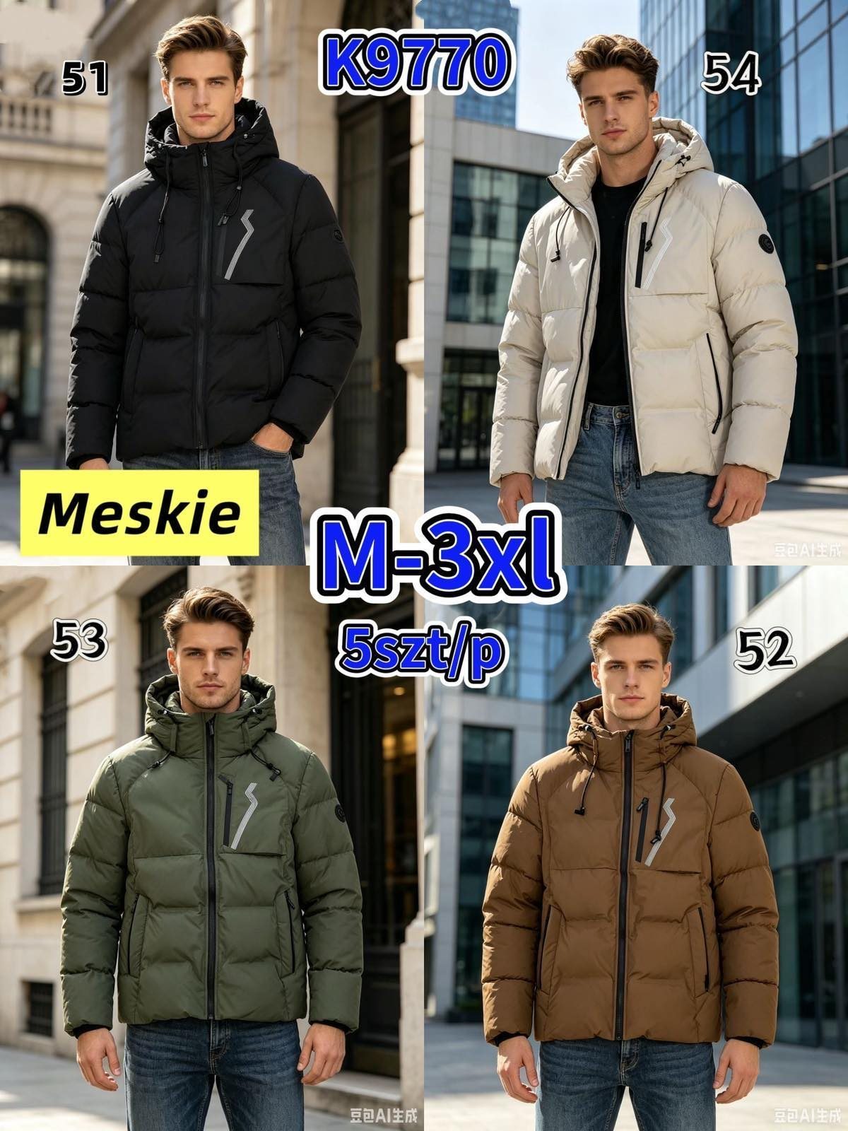 Kurtki MĘSKA_ Size m-3xl_ paczka 5szt_1kolor 8605660