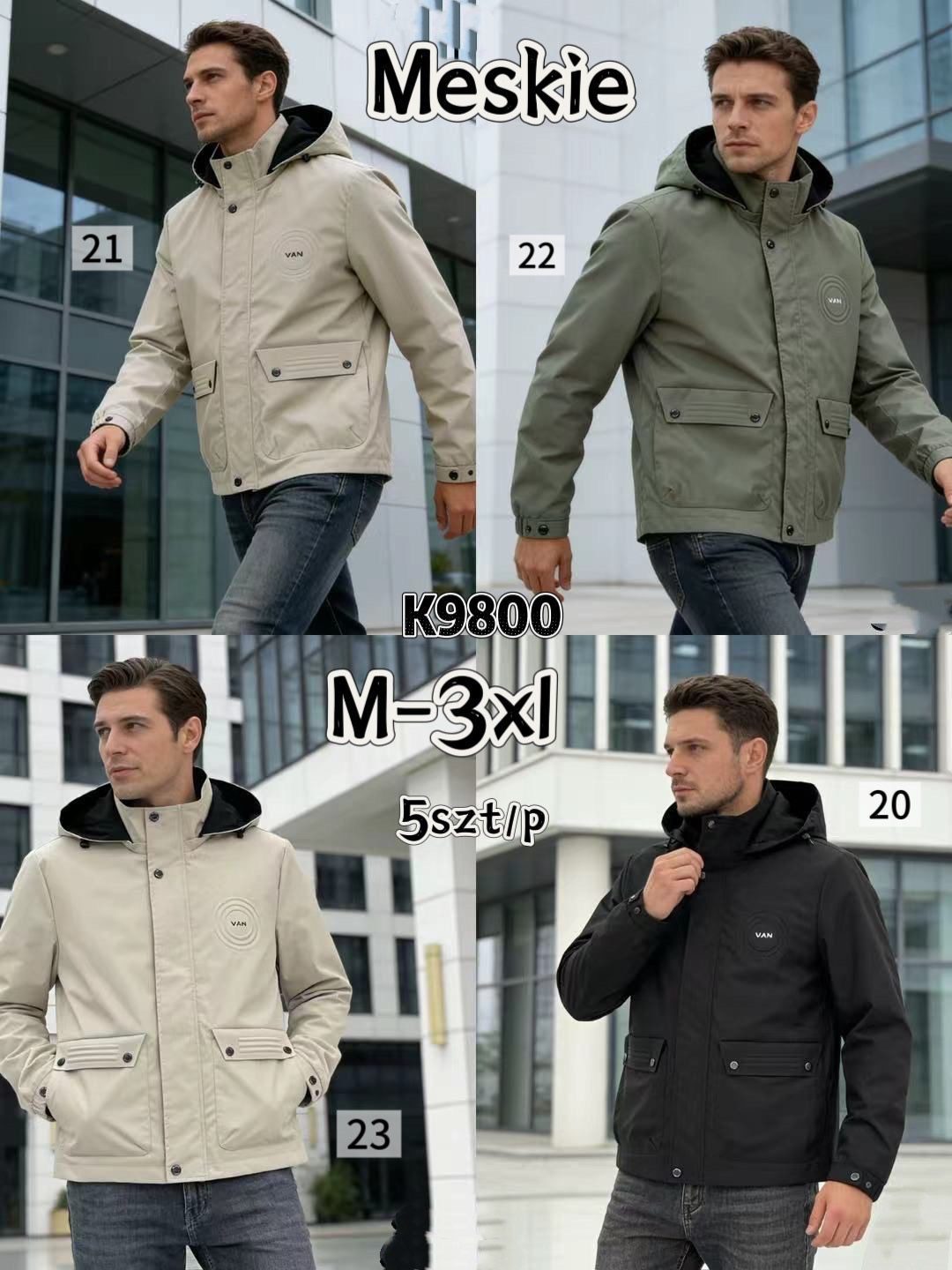 Kurtki MĘSKA_ Size m-3xl_ paczka 5szt_1kolor 8605675