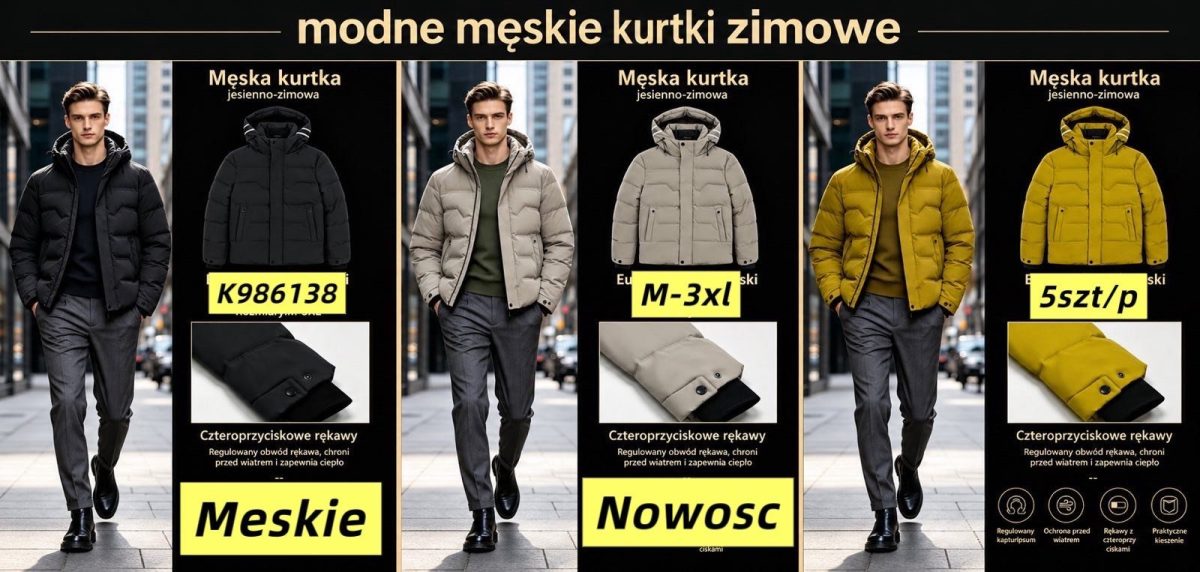 Kurtki MĘSKA_ Size m-3xl_ paczka 5szt_1kolor 8605682