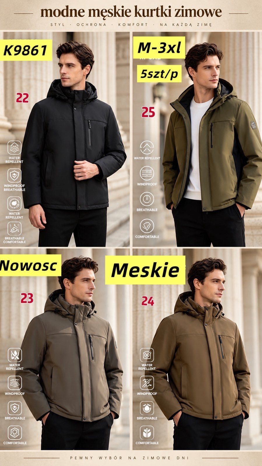 Kurtki MĘSKA_ Size m-3xl_ paczka 5szt_1kolor 8605683