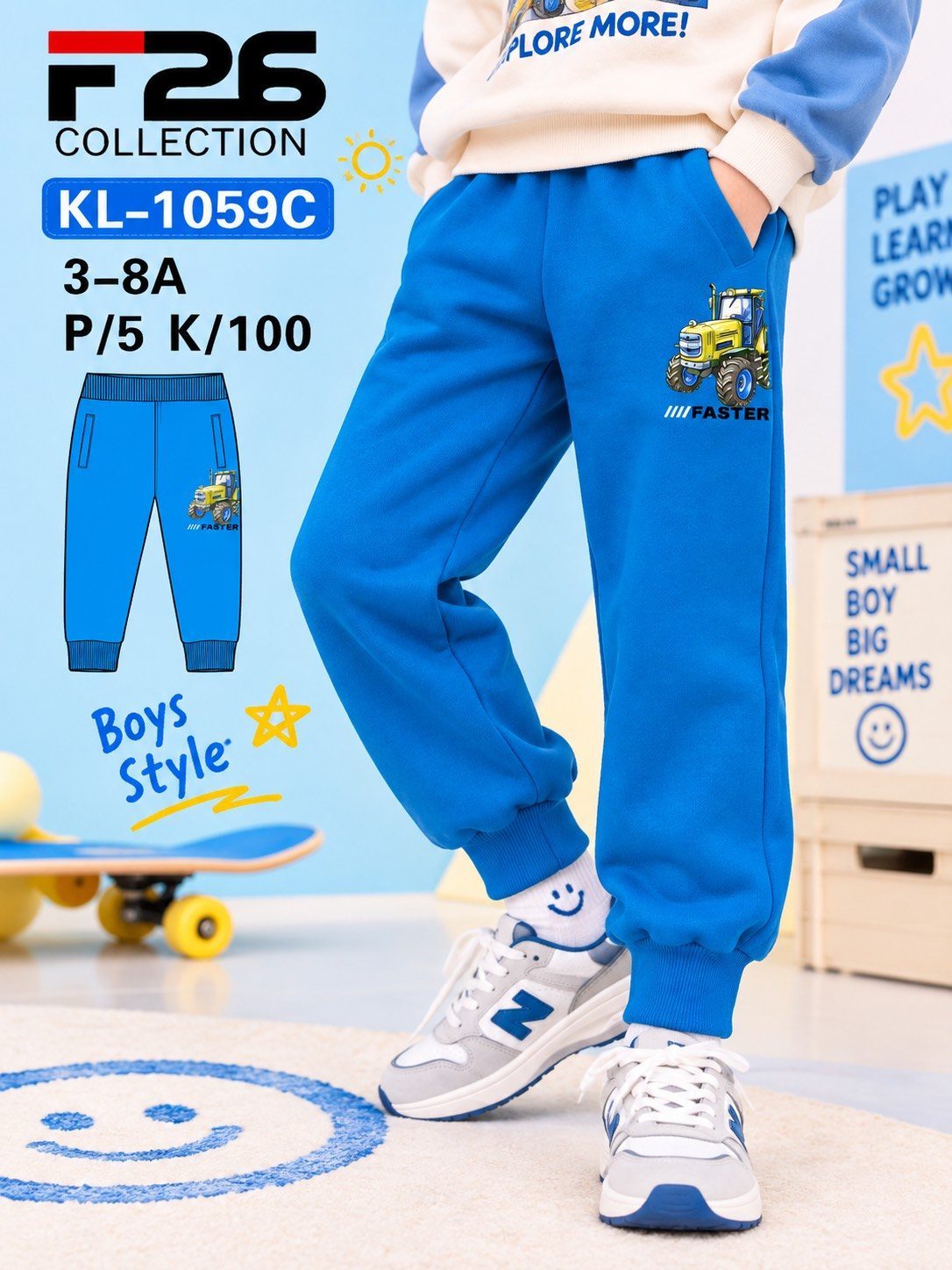 Spodnie DZIECIĘCA size 3-8 lat_ paczka 5szt _1 kolor 8606022