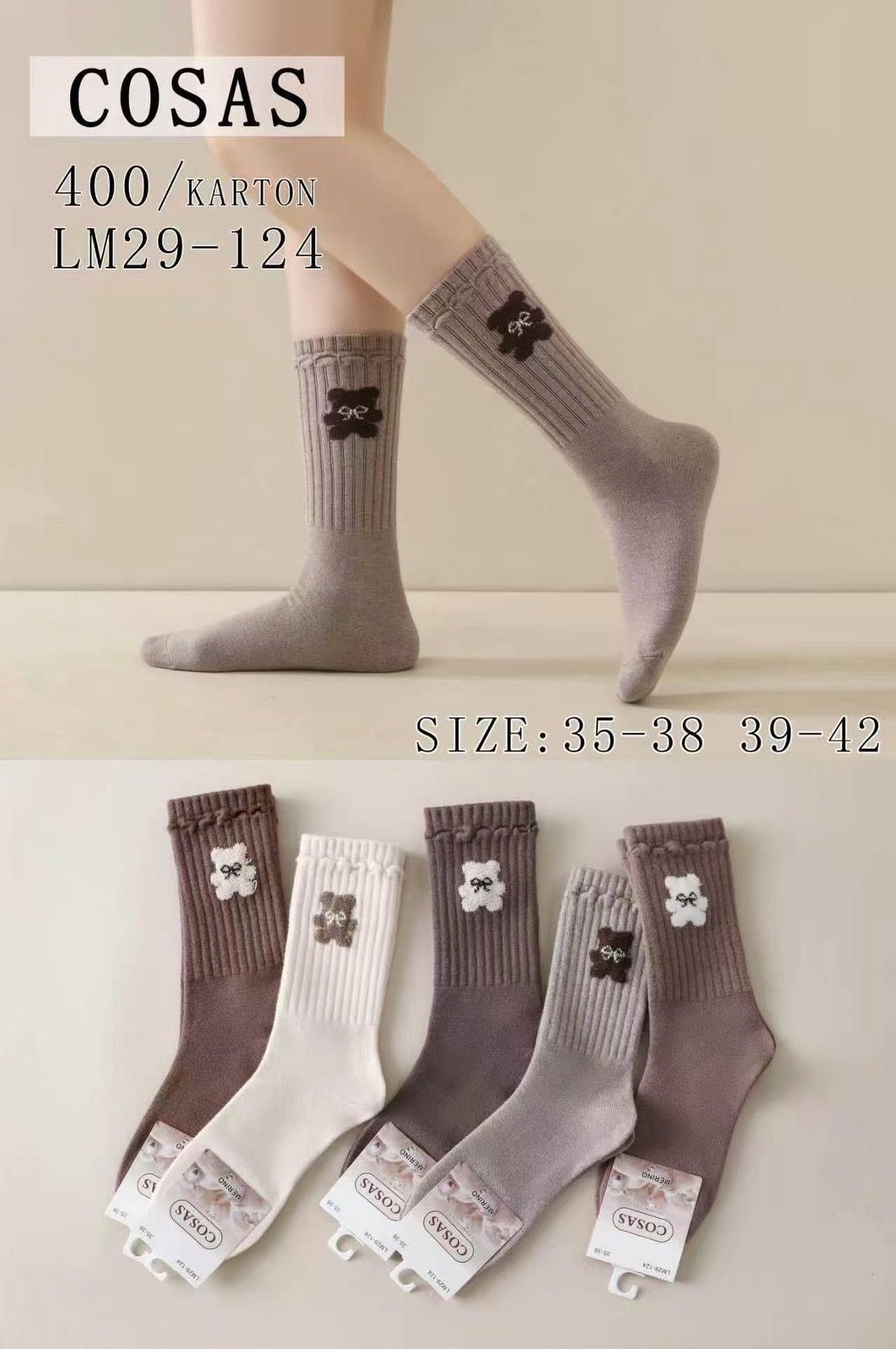 SKARPETY DAMSKIE .SIZE: 35-42_( 40PAR/PACZKA) KOLOR JAK NA ZDZIĘCIU 8605894