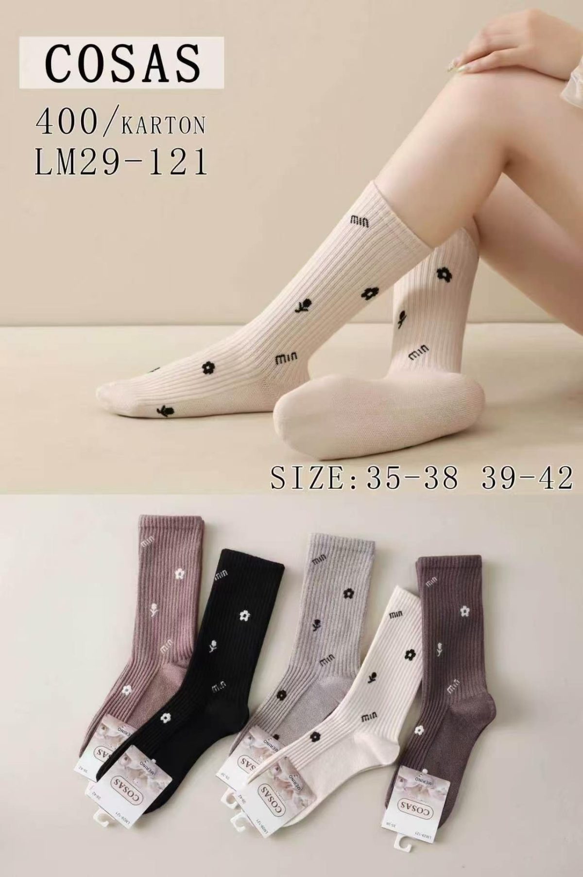 SKARPETY DAMSKIE .SIZE: 35-42_( 40PAR/PACZKA) KOLOR JAK NA ZDZIĘCIU 8605895
