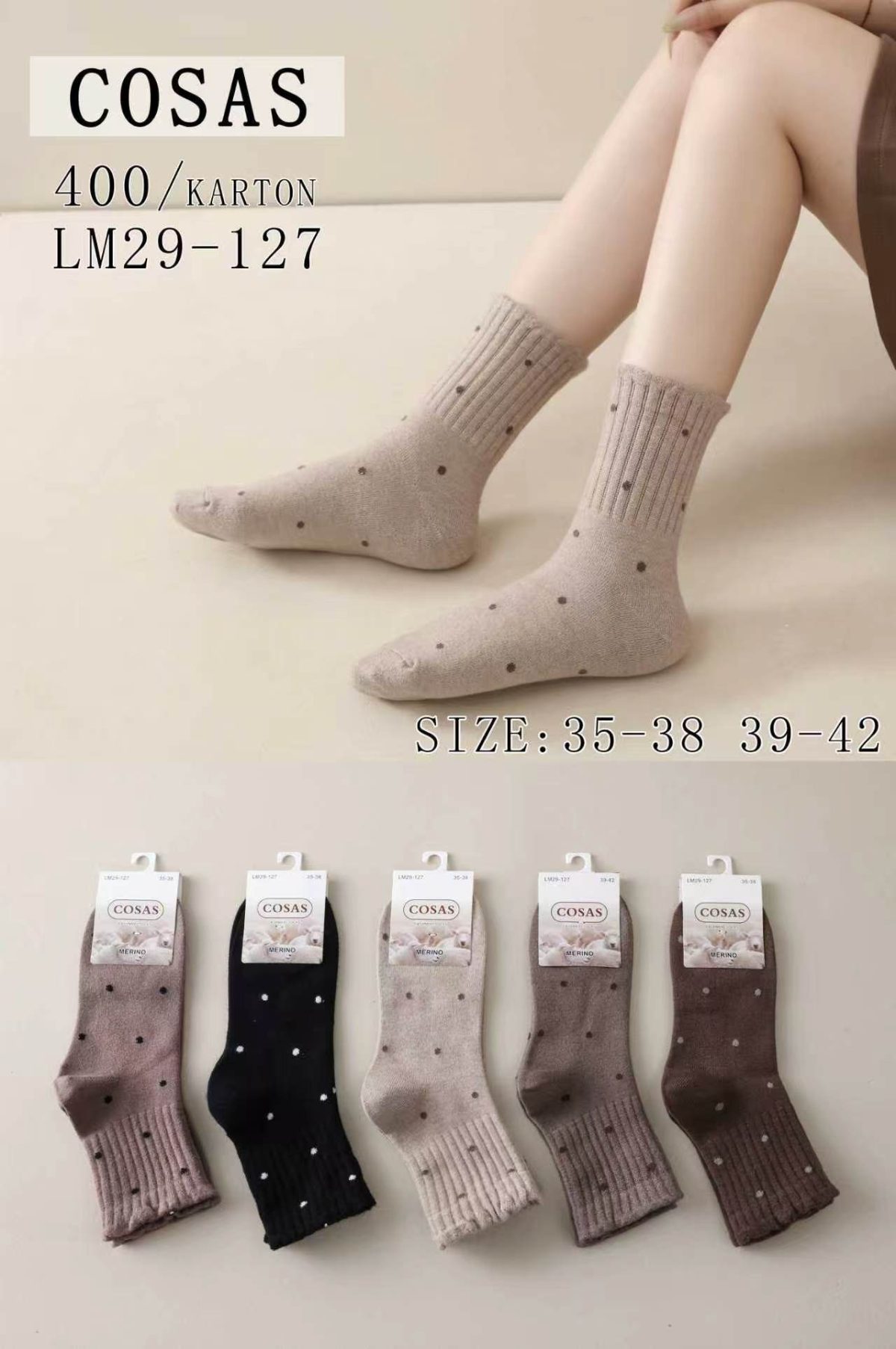 SKARPETY DAMSKIE .SIZE: 35-42_( 40PAR/PACZKA) KOLOR JAK NA ZDZIĘCIU 8605905