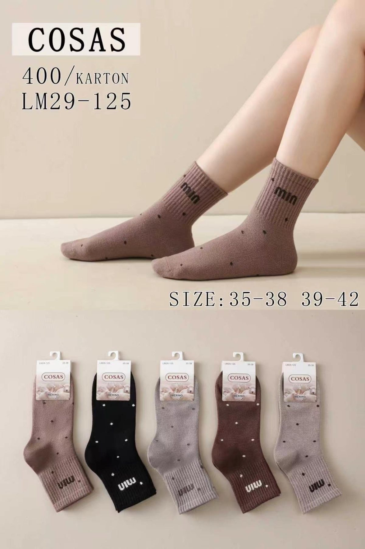 SKARPETY DAMSKIE .SIZE: 35-42_( 40PAR/PACZKA) KOLOR JAK NA ZDZIĘCIU 8605907
