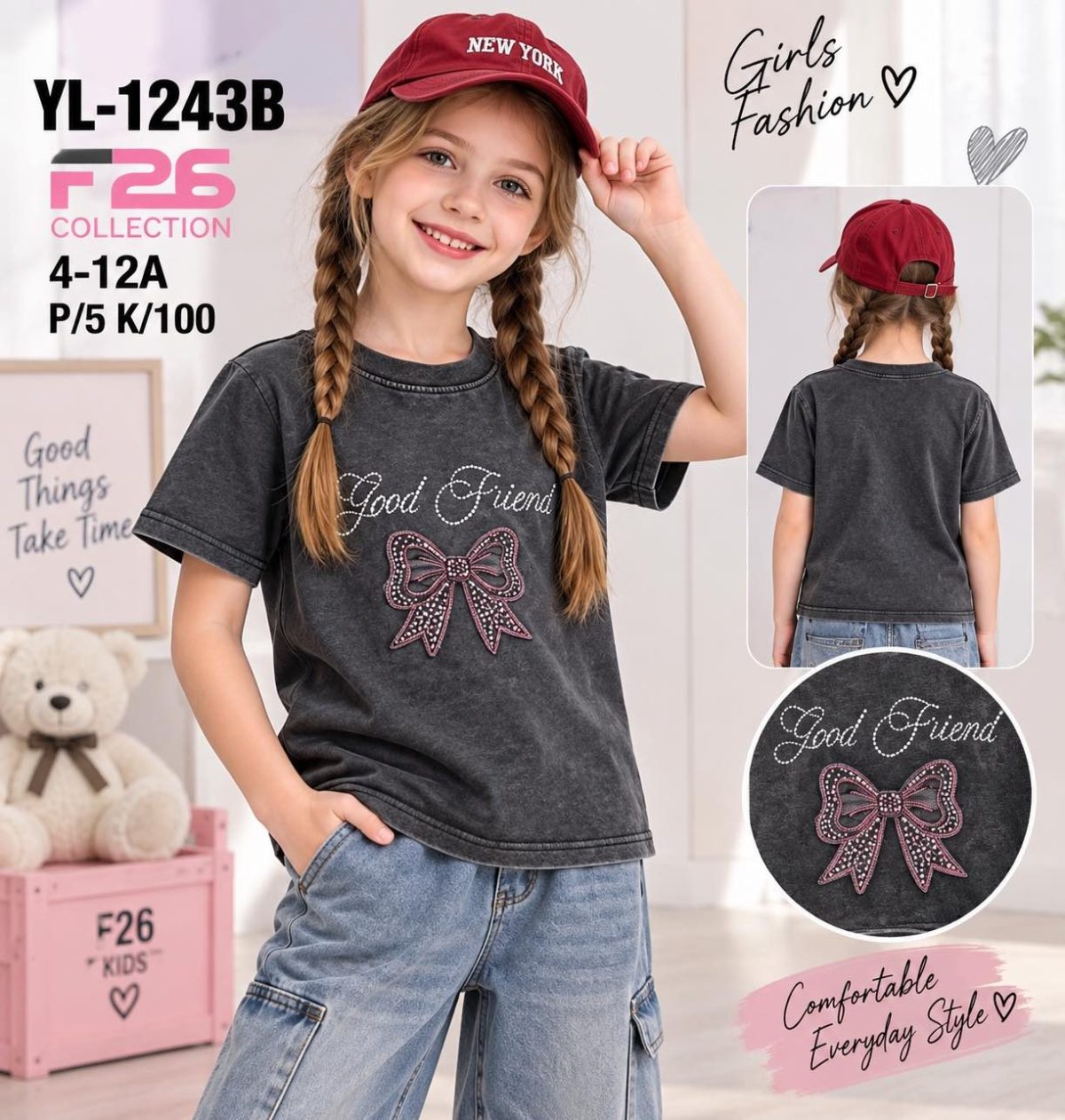 Bluzka DZIECIĘCA size 4-12 lat_ paczka 5szt _1 kolor 7224004