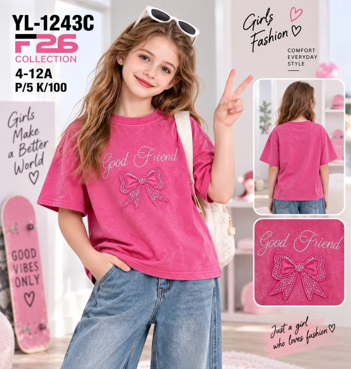 Bluzka DZIECIĘCA size 4-12 lat_ paczka 5szt _1 kolor 7224005