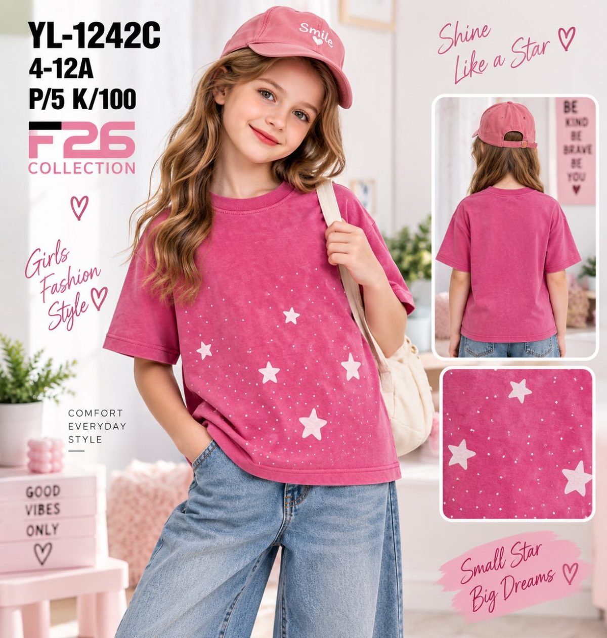 Bluzka DZIECIĘCA size 4-12 lat_ paczka 5szt _1 kolor 7224008