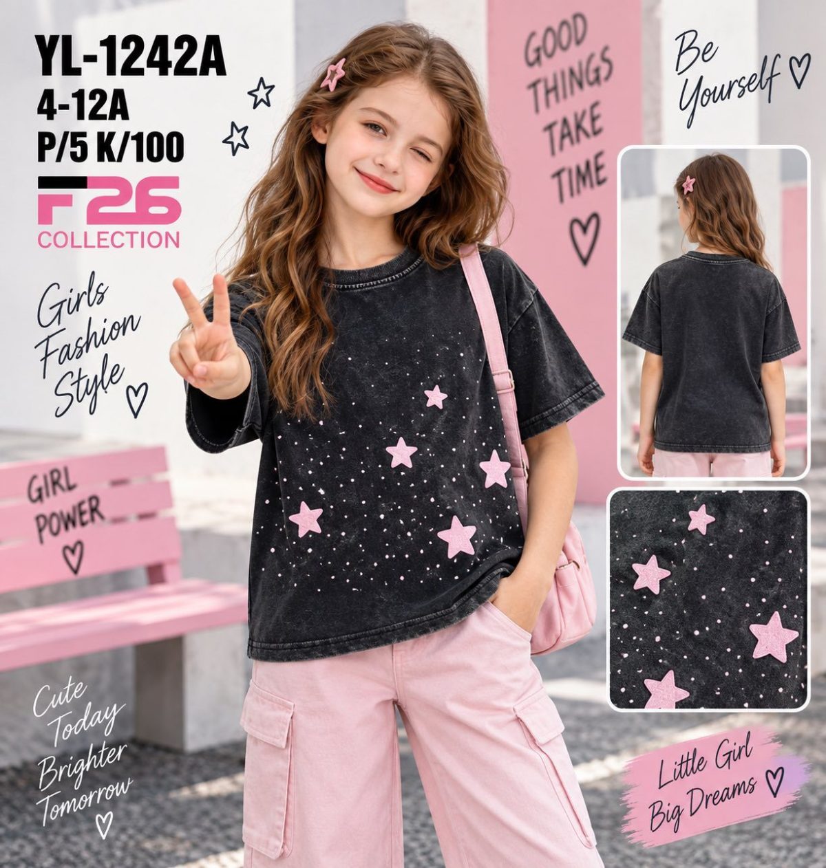 Bluzka DZIECIĘCA size 4-12 lat_ paczka 5szt _1 kolor 7224009