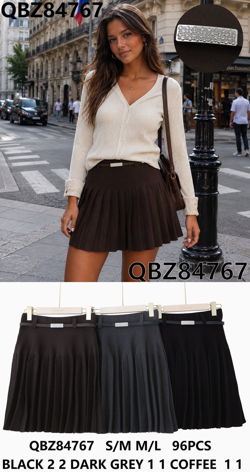 Spódnica krótka DAMSKA TURECKA_size s-l_paczka 8 szt_mixkolor 7224308