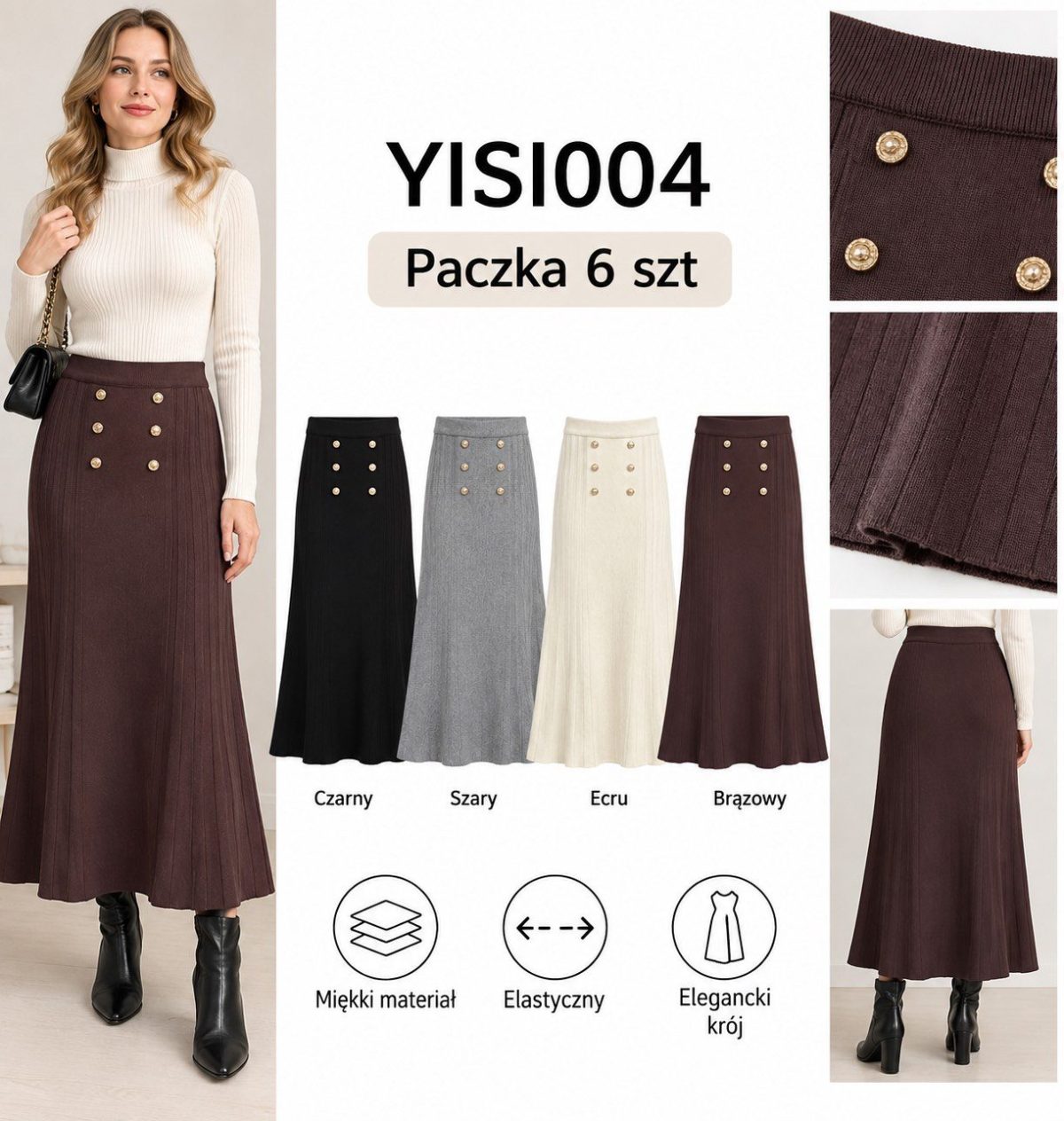 Spódnica długa DAMSKA TURECKA_size uni_paczka 12 szt_mixkolor 7224380