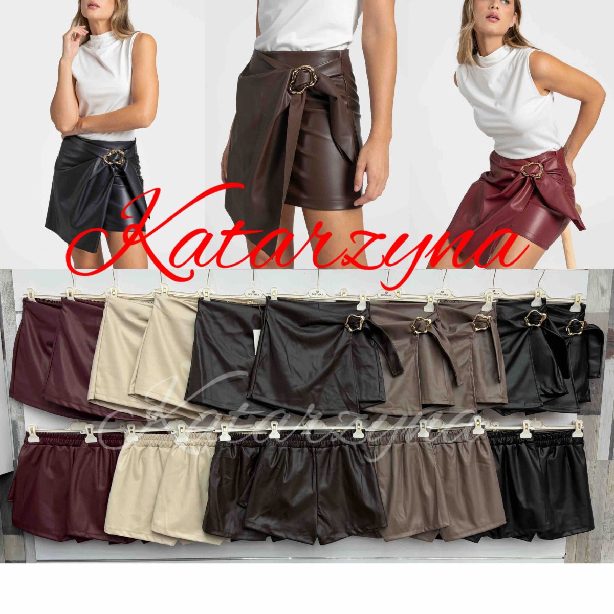 Spódnica krótka skórzane DAMSKA WŁOSKA _size uni_paczka 6 szt_mixkolor 8072541