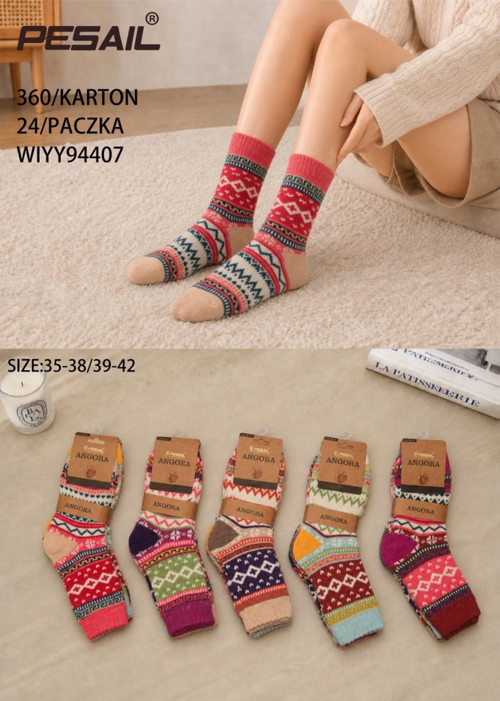 SKARPETY DAMSKA.SIZE: 35-42_( 40PAR/PACZKA) KOLOR JAK NA ZDZIĘCIU 8072551