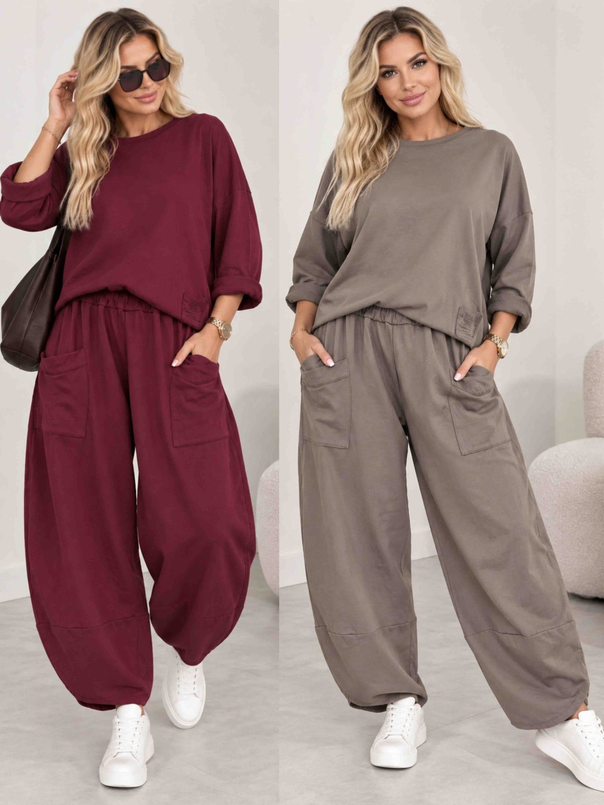 Komplety Damskie Włoskie_ over size _ paczka 6szt_ mix kolor 7818437