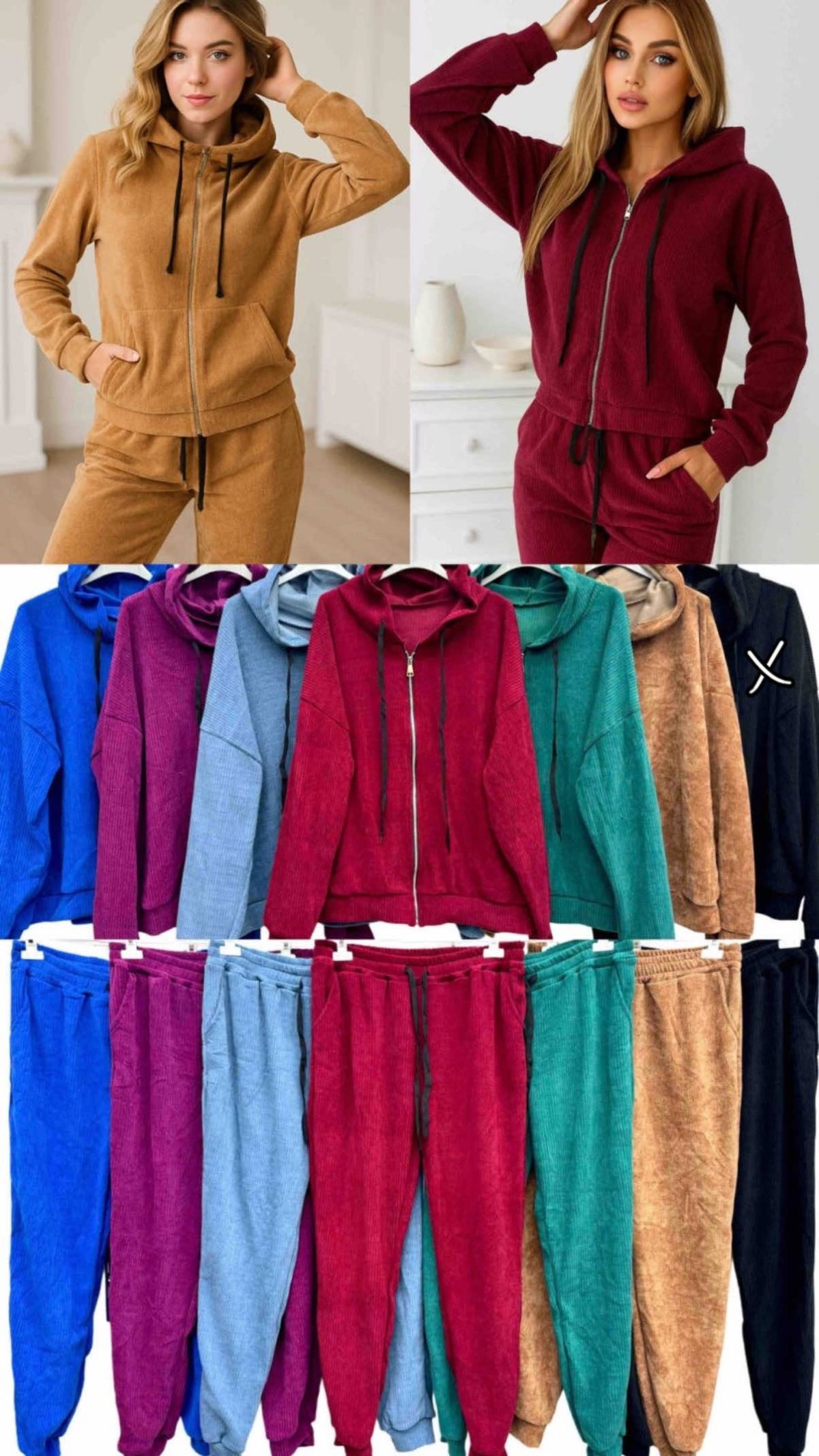 Komplety Damskie Włoskie_ over size _ paczka 6szt_ mix kolor 7818457