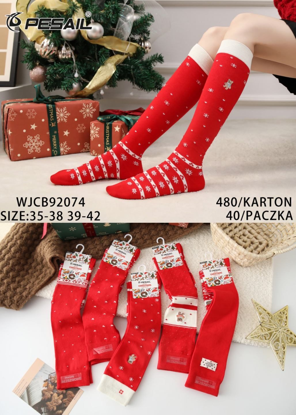 Skarpety świąteczne DAMSKA.SIZE: 35-42_( 40PAR/PACZKA) KOLOR JAK NA ZDZIĘCIU 7818512