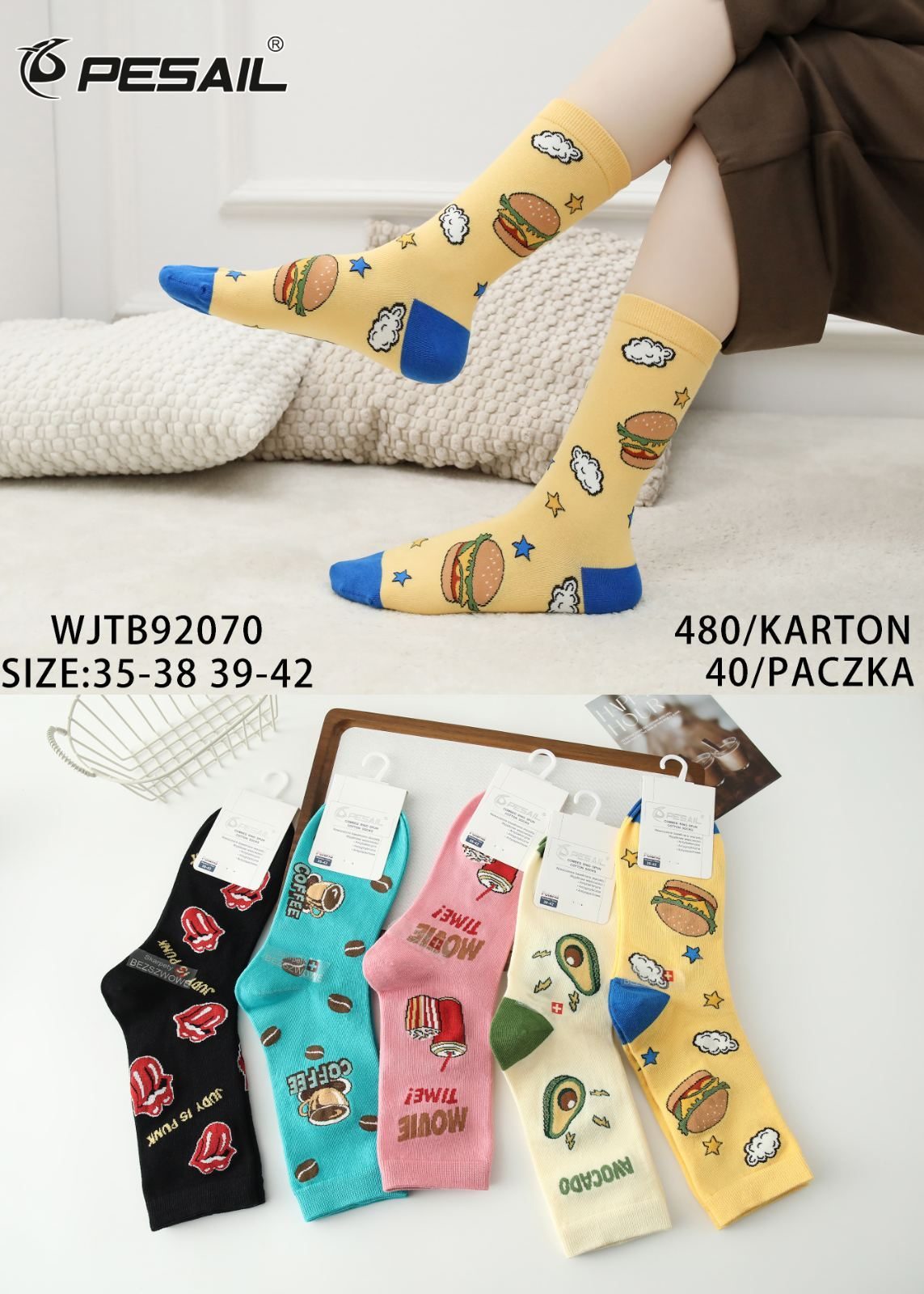 Skarpety DAMSKA.SIZE: 35-42_( 40PAR/PACZKA) KOLOR JAK NA ZDZIĘCIU 7818565