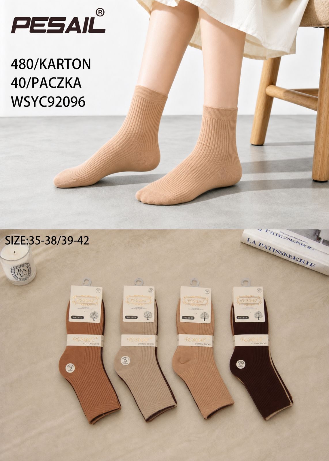 Skarpety DAMSKA.SIZE: 35-42_( 40PAR/PACZKA) KOLOR JAK NA ZDZIĘCIU 7818583