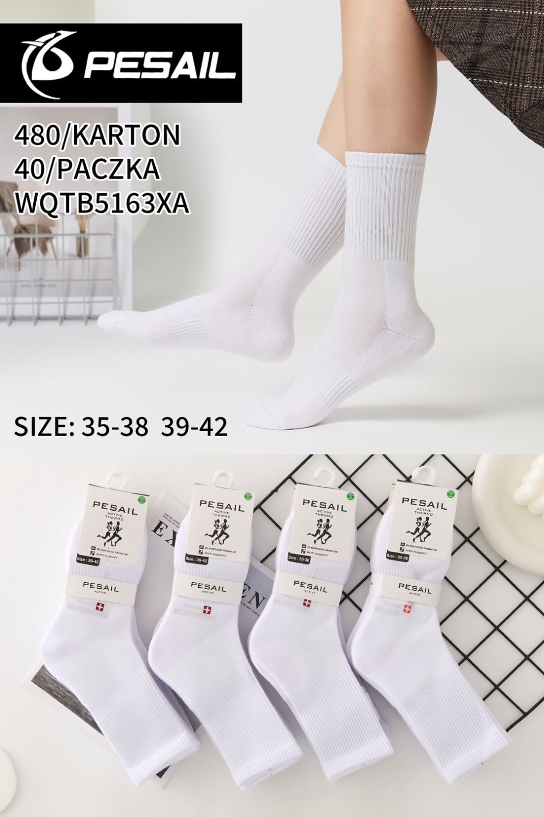 Skarpety DAMSKA.SIZE: 35-42_( 40PAR/PACZKA) KOLOR JAK NA ZDZIĘCIU 7818605