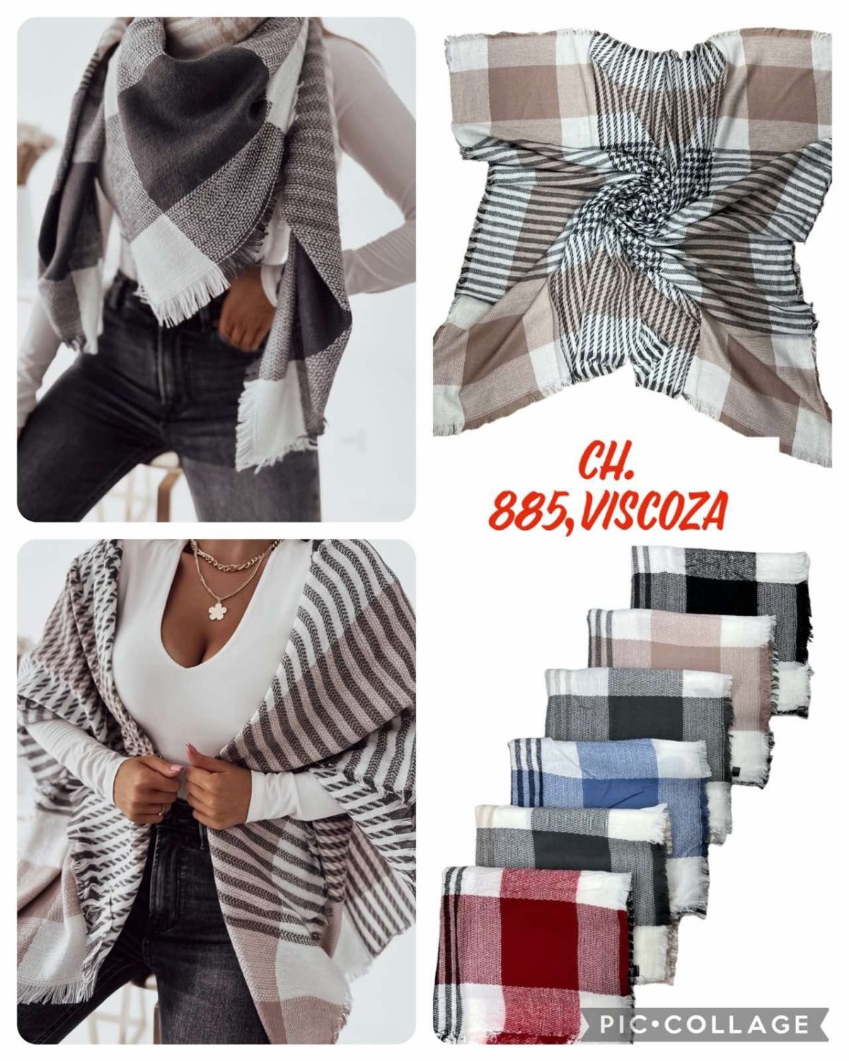 Szaliki Damskie_ paczka 12 szt _mix kolor 1154832