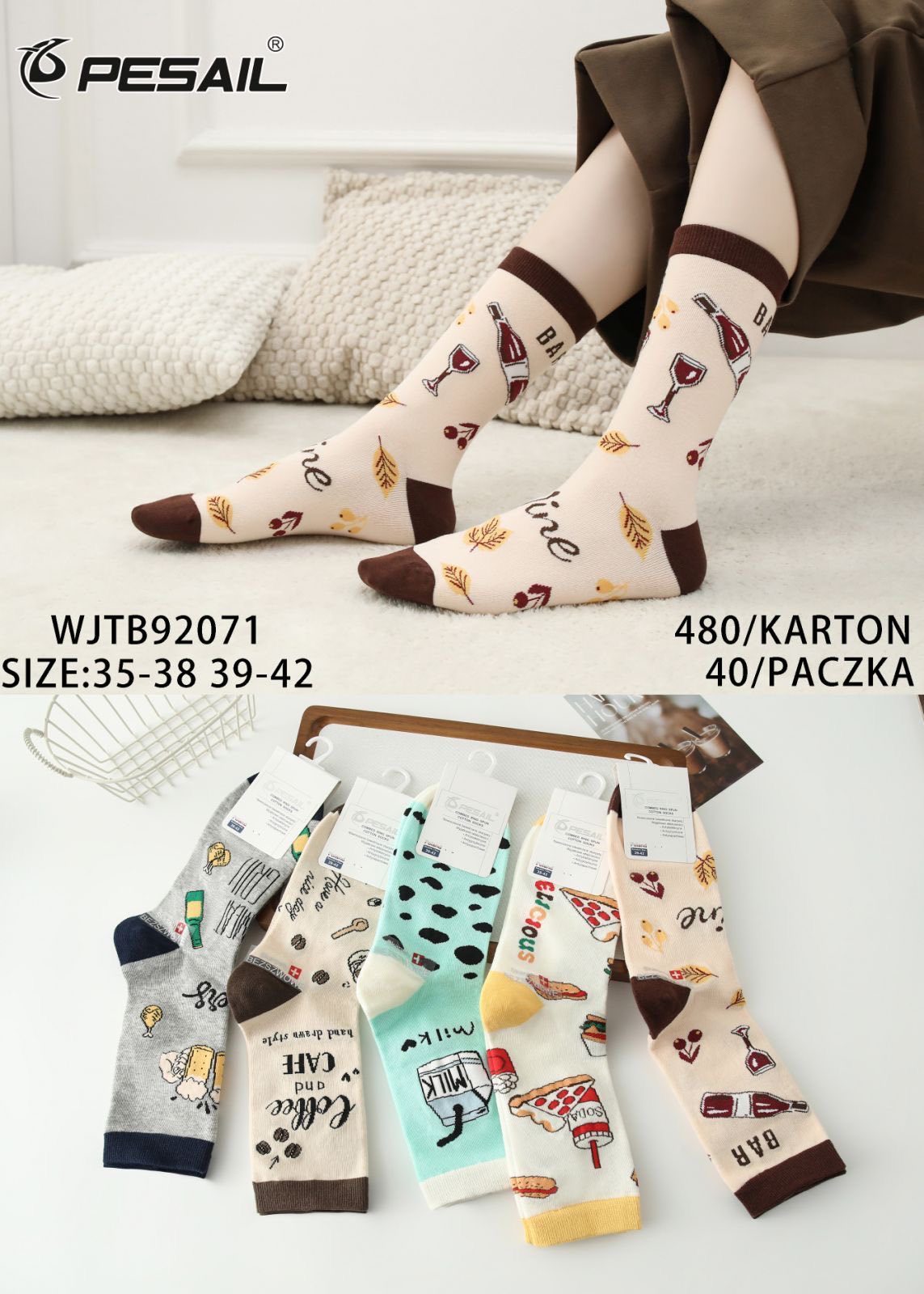 Skarpety DAMSKA.SIZE: 35-42_( 40PAR/PACZKA) KOLOR JAK NA ZDZIĘCIU 5012653