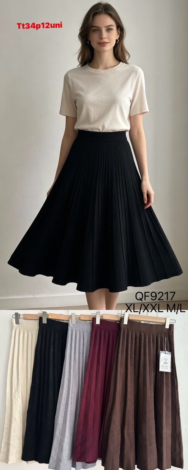 Spódnica długa Damskie _size uni_ paczka 12szt_ mix kolor 6321407