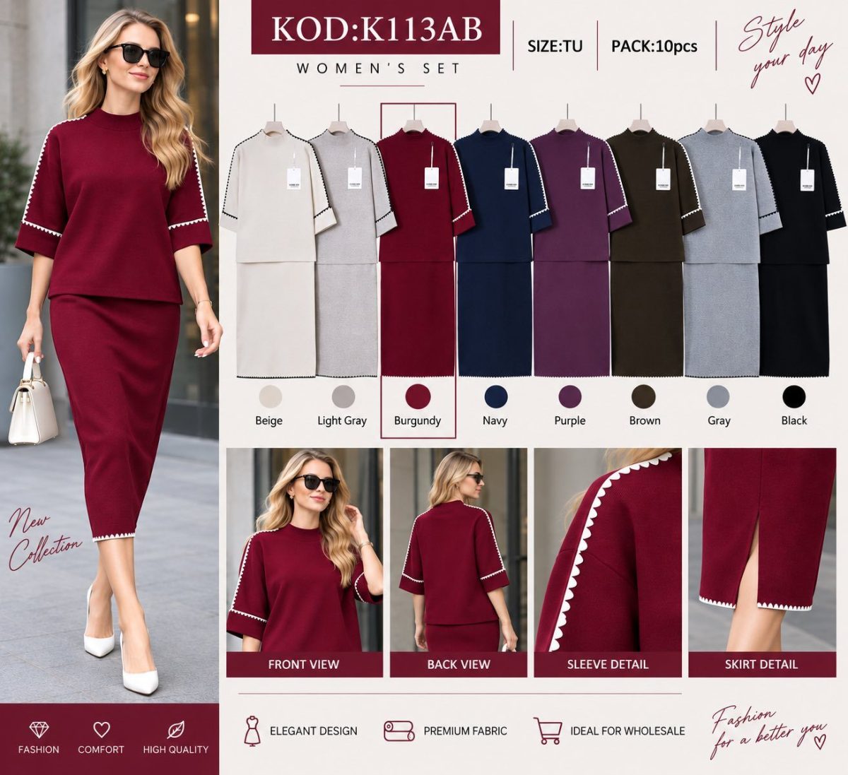Komplety Damskie _size uni_ paczka 10szt_ mix kolor 1262918