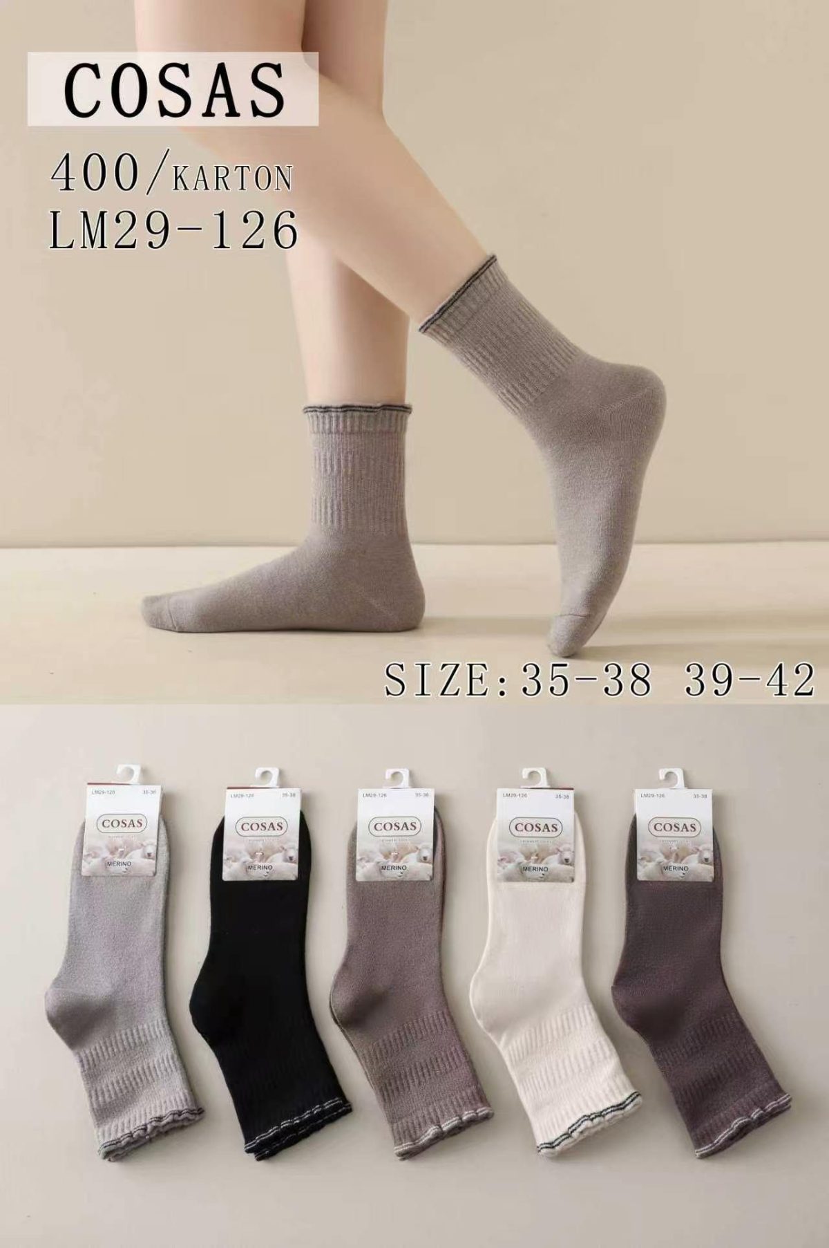 Skarpety DAMSKA.SIZE: 35-42_( 40PAR/PACZKA) KOLOR JAK NA ZDZIĘCIU 9693535