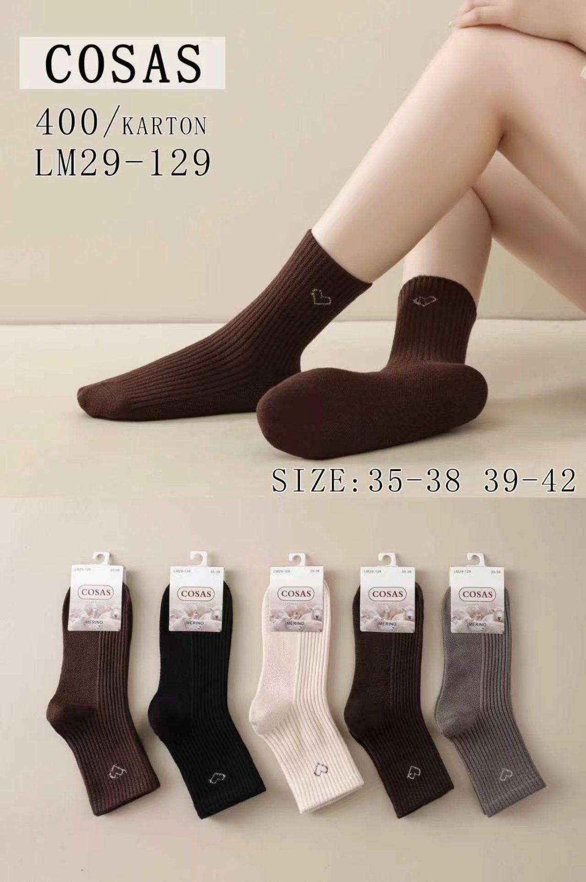 Skarpety DAMSKA.SIZE: 35-42_( 40PAR/PACZKA) KOLOR JAK NA ZDZIĘCIU 9693538
