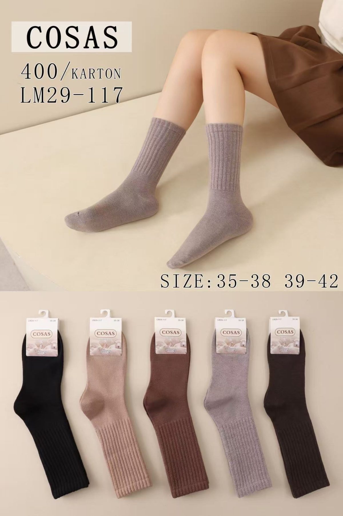 Skarpety DAMSKA.SIZE: 35-42_( 40PAR/PACZKA) KOLOR JAK NA ZDZIĘCIU 9693544