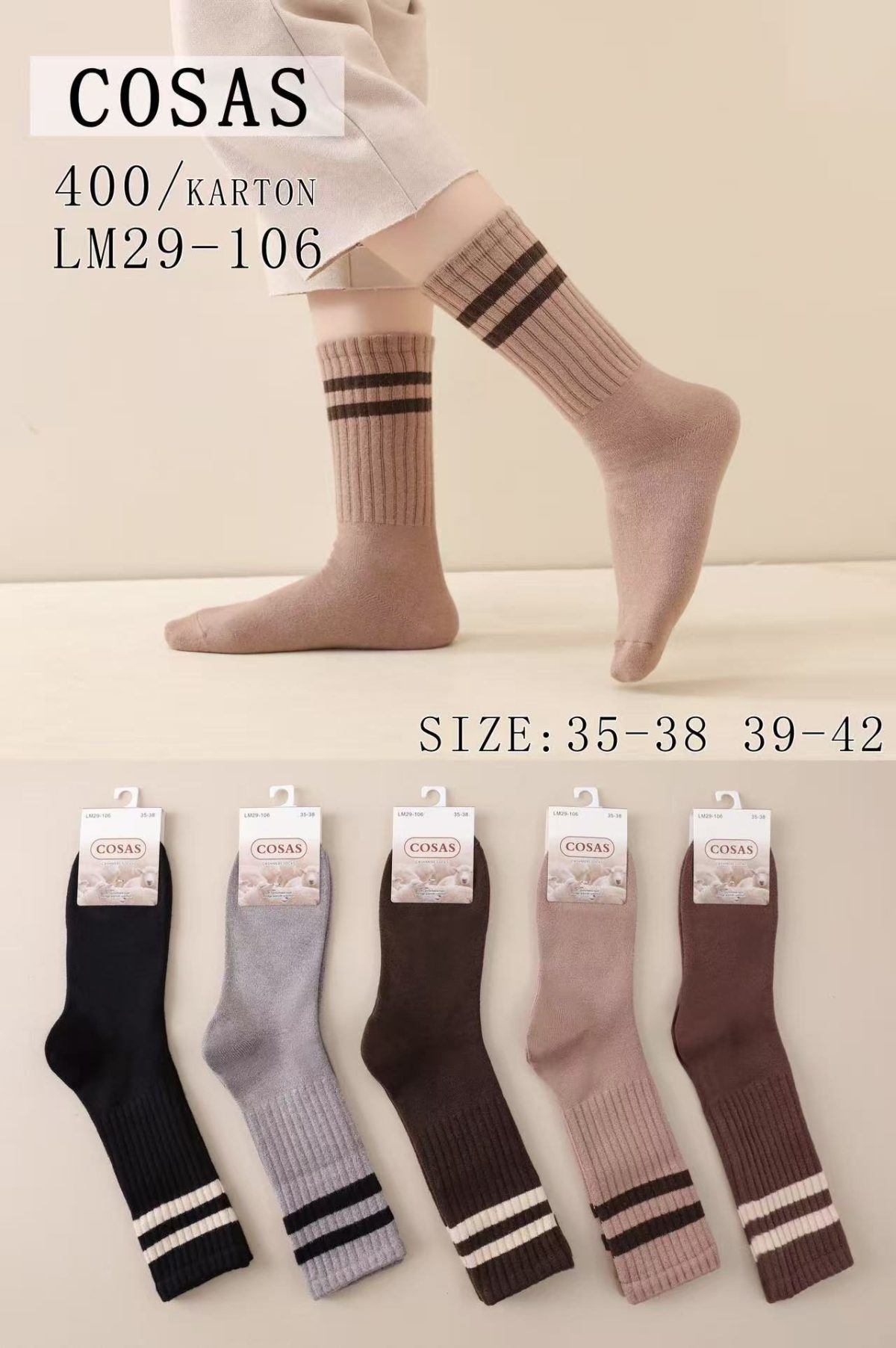 Skarpety DAMSKA.SIZE: 35-42_( 40PAR/PACZKA) KOLOR JAK NA ZDZIĘCIU 9693545