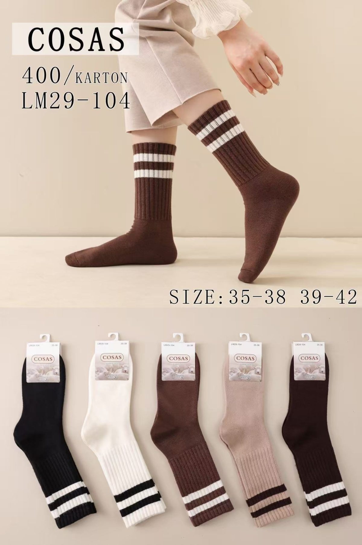 Skarpety DAMSKA.SIZE: 35-42_( 40PAR/PACZKA) KOLOR JAK NA ZDZIĘCIU 9693546
