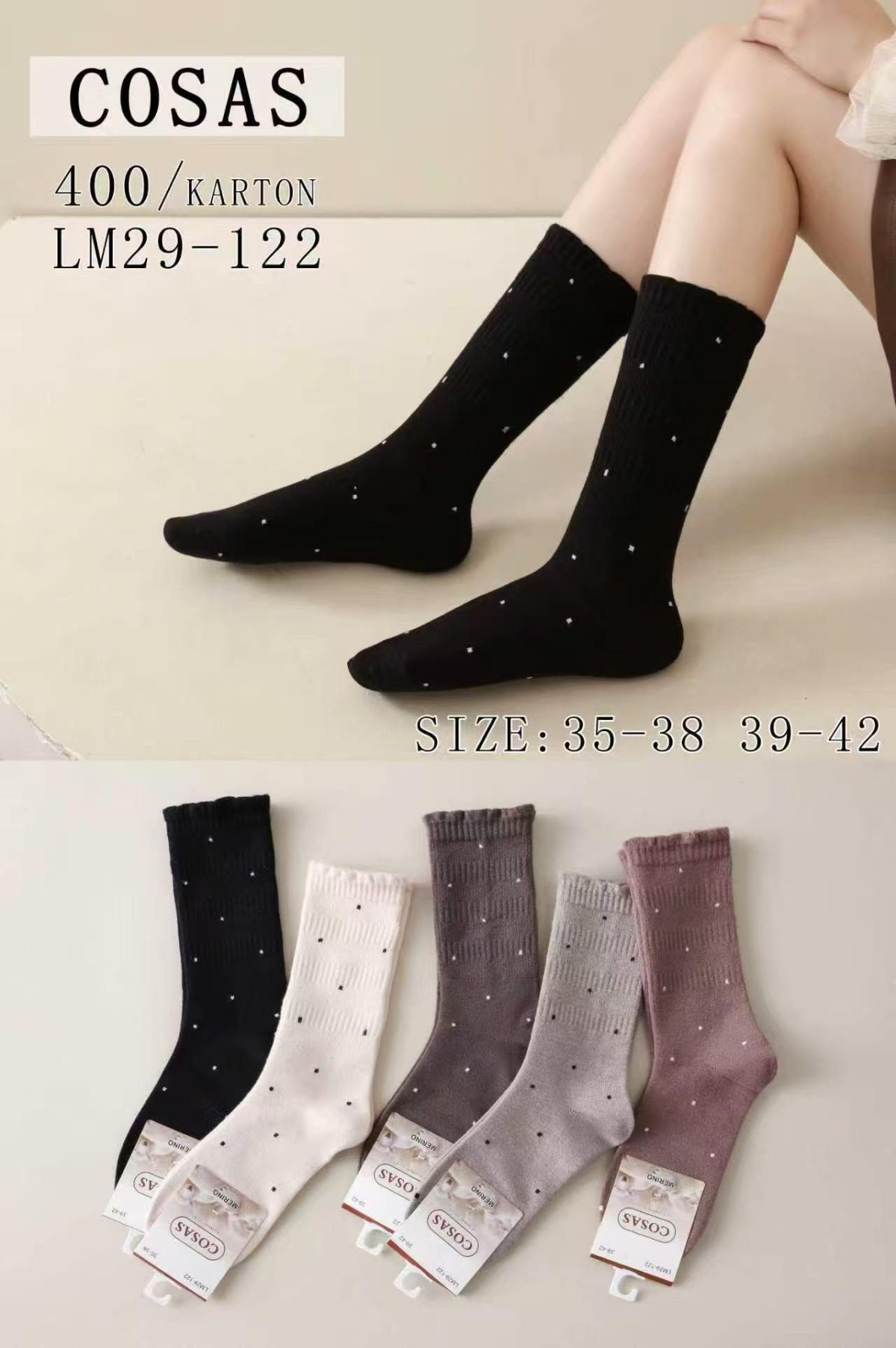 Skarpety DAMSKA.SIZE: 35-42_( 40PAR/PACZKA) KOLOR JAK NA ZDZIĘCIU 9693548