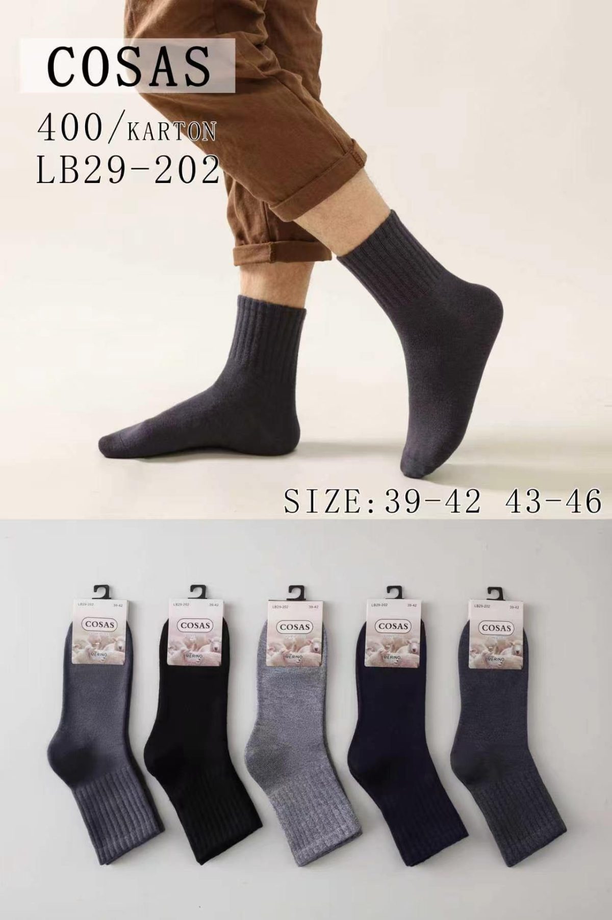 Skarpety MĘSKA.SIZE: 39-46_( 40PAR/PACZKA) KOLOR JAK NA ZDZIĘCIU 9693552