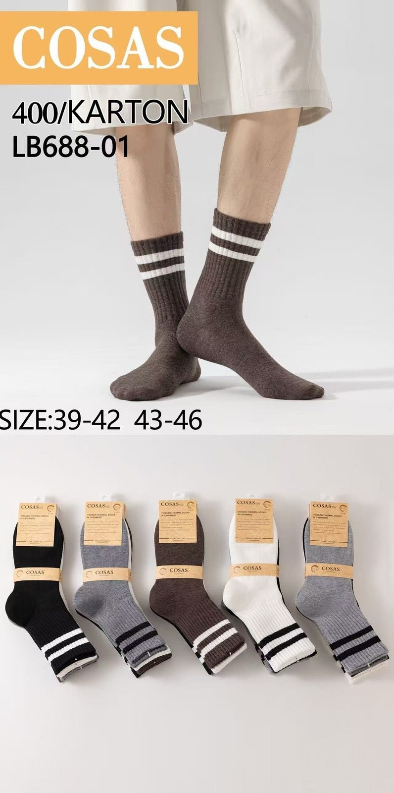 Skarpety MĘSKA.SIZE: 39-46_( 40PAR/PACZKA) KOLOR JAK NA ZDZIĘCIU 9693553